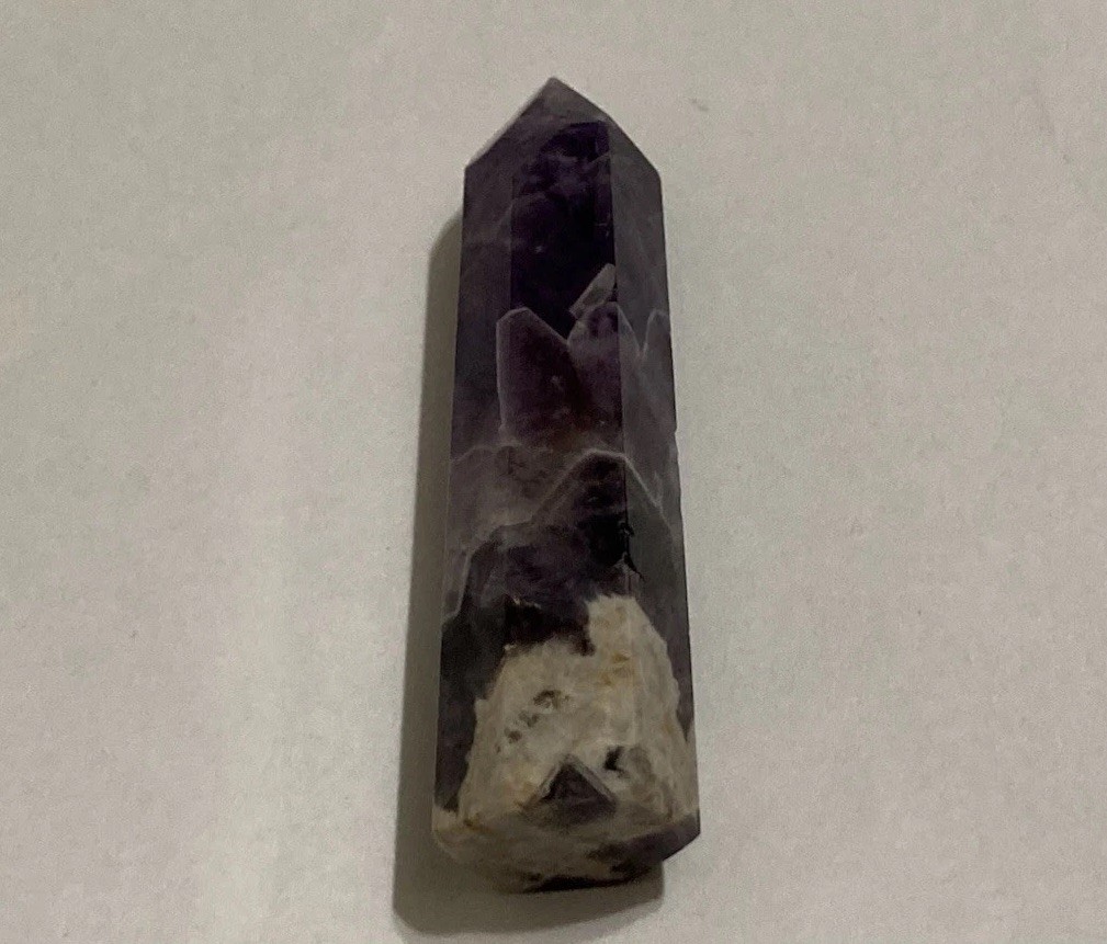 24G Purple Amethyst Cut Polished Crystal Tower Pyramid Decor Mineral Specimen