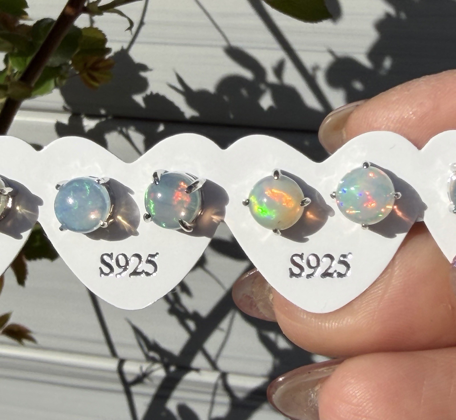 Wholesale Lot 5 Pairs Natural Opal Sterling Silver 925 Studs 6mm Round