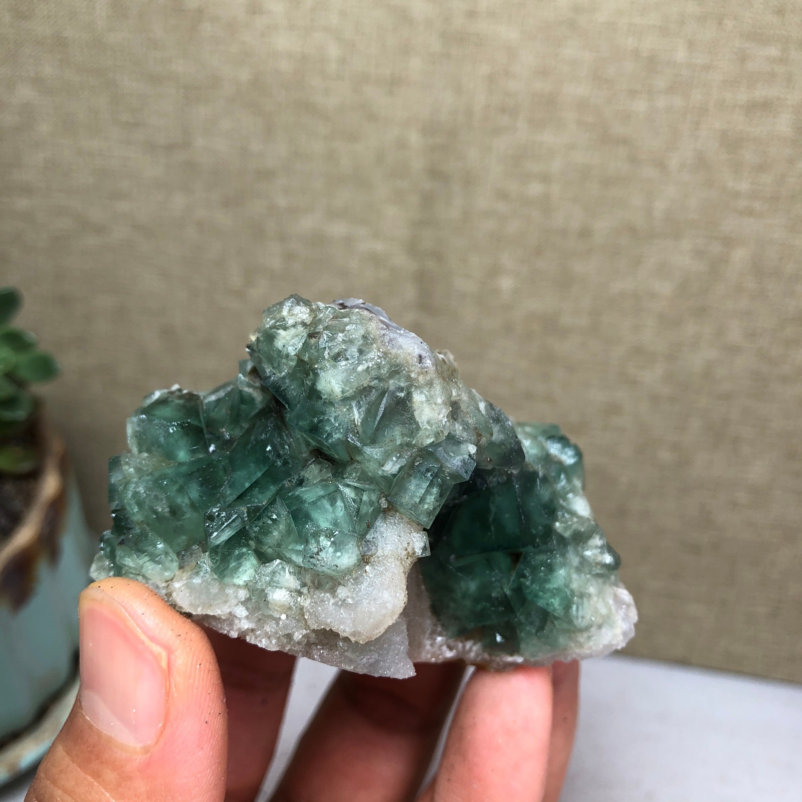101g NATURAL Green Cubic FLUORITE Crystal Cluster Mineral Specimen A4737