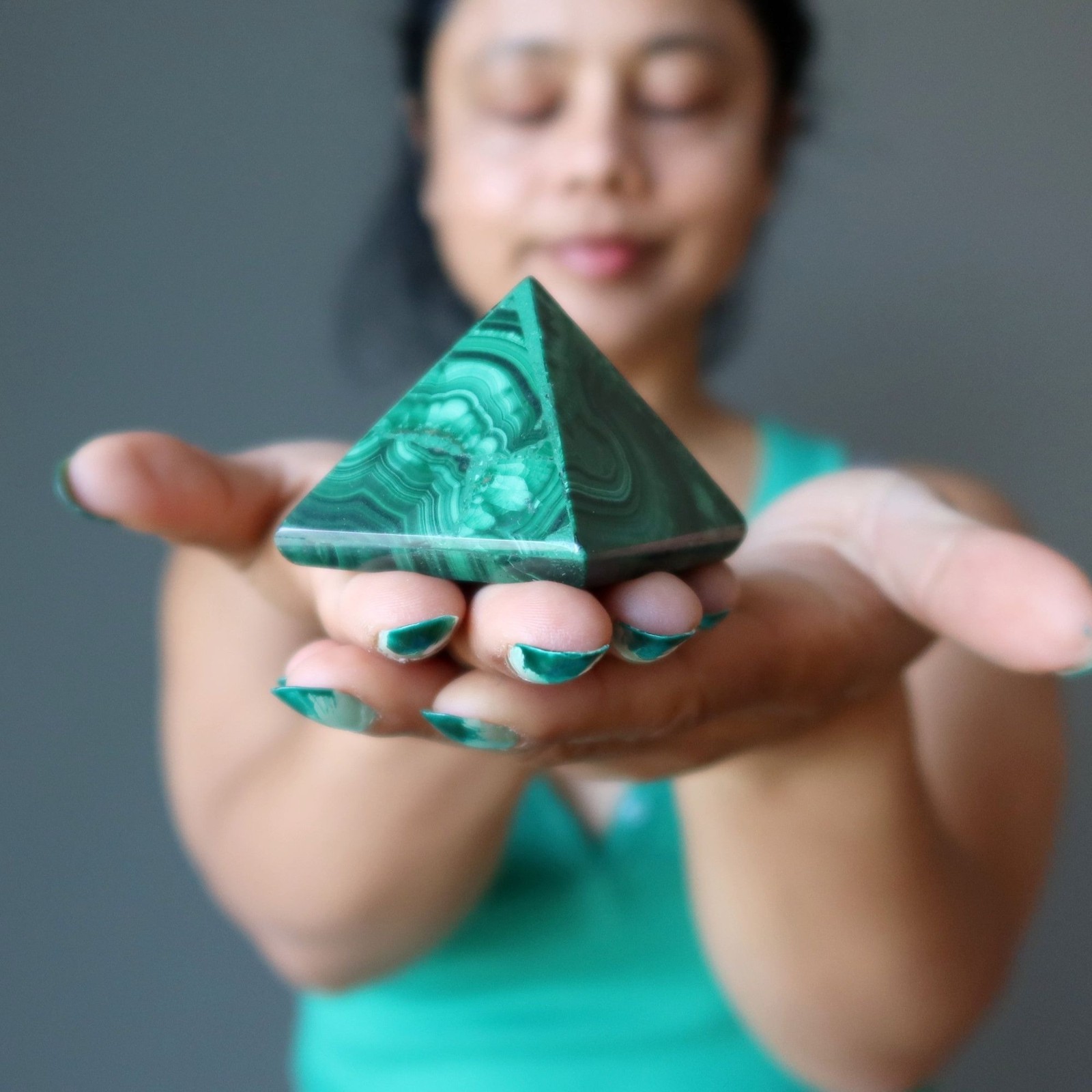 Malachite Pyramid Green Spirit of Congo Crystal Sacred Geometry Stone Healing