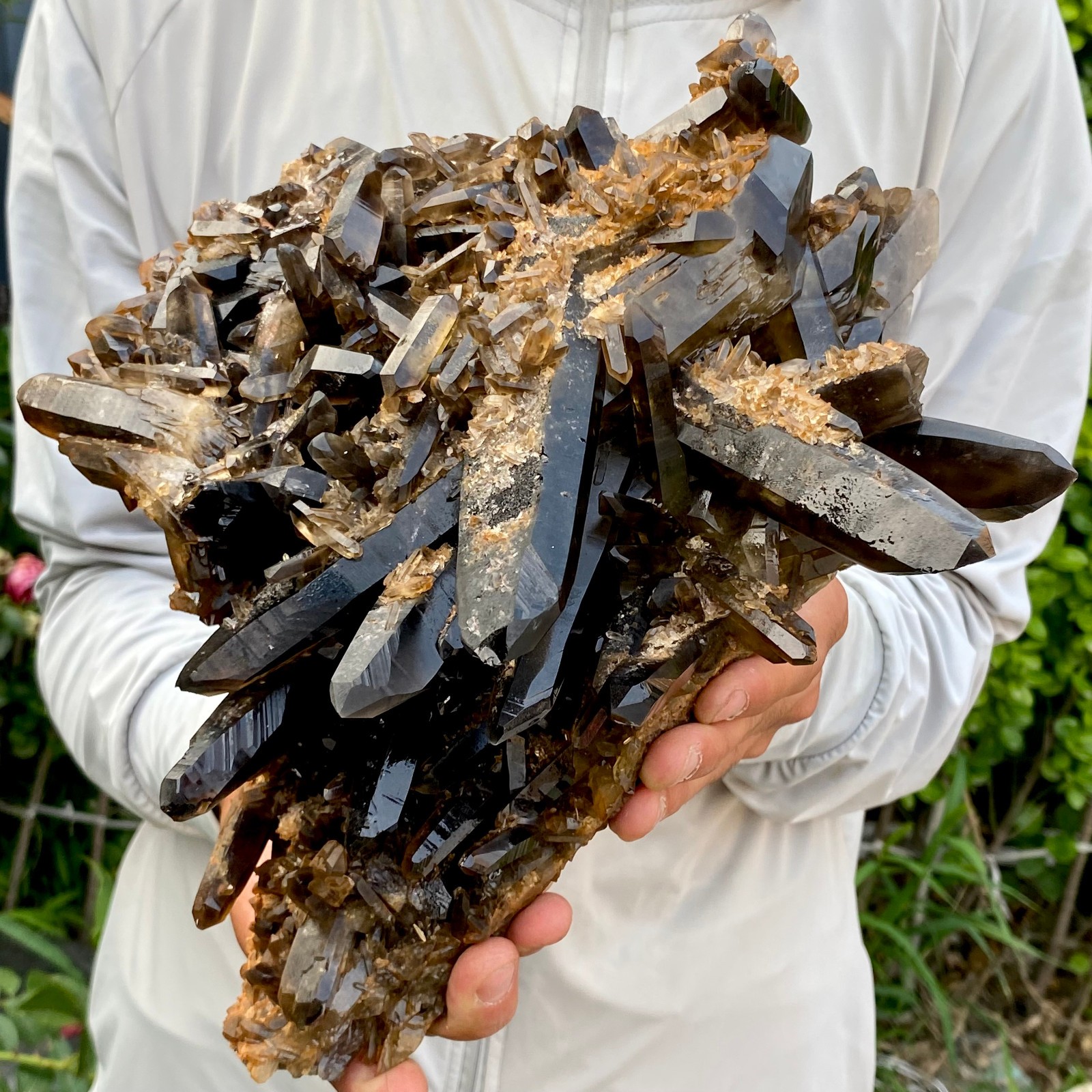 9.7LB Large Natural Black Smoky Quartz Crystal Cluster Raw Mineral Specimen
