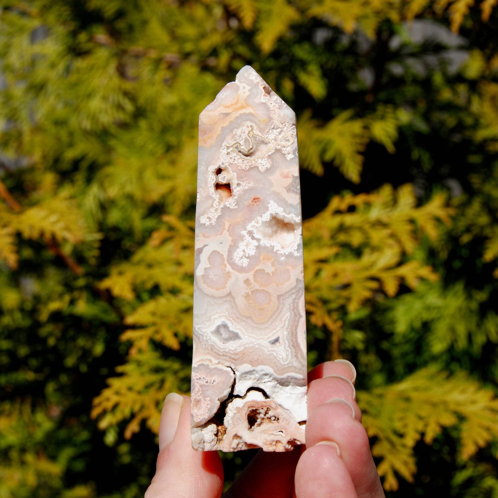 3.75in 119g PINK Crazy Lace Agate Druzy Crystal Tower, Indonesia