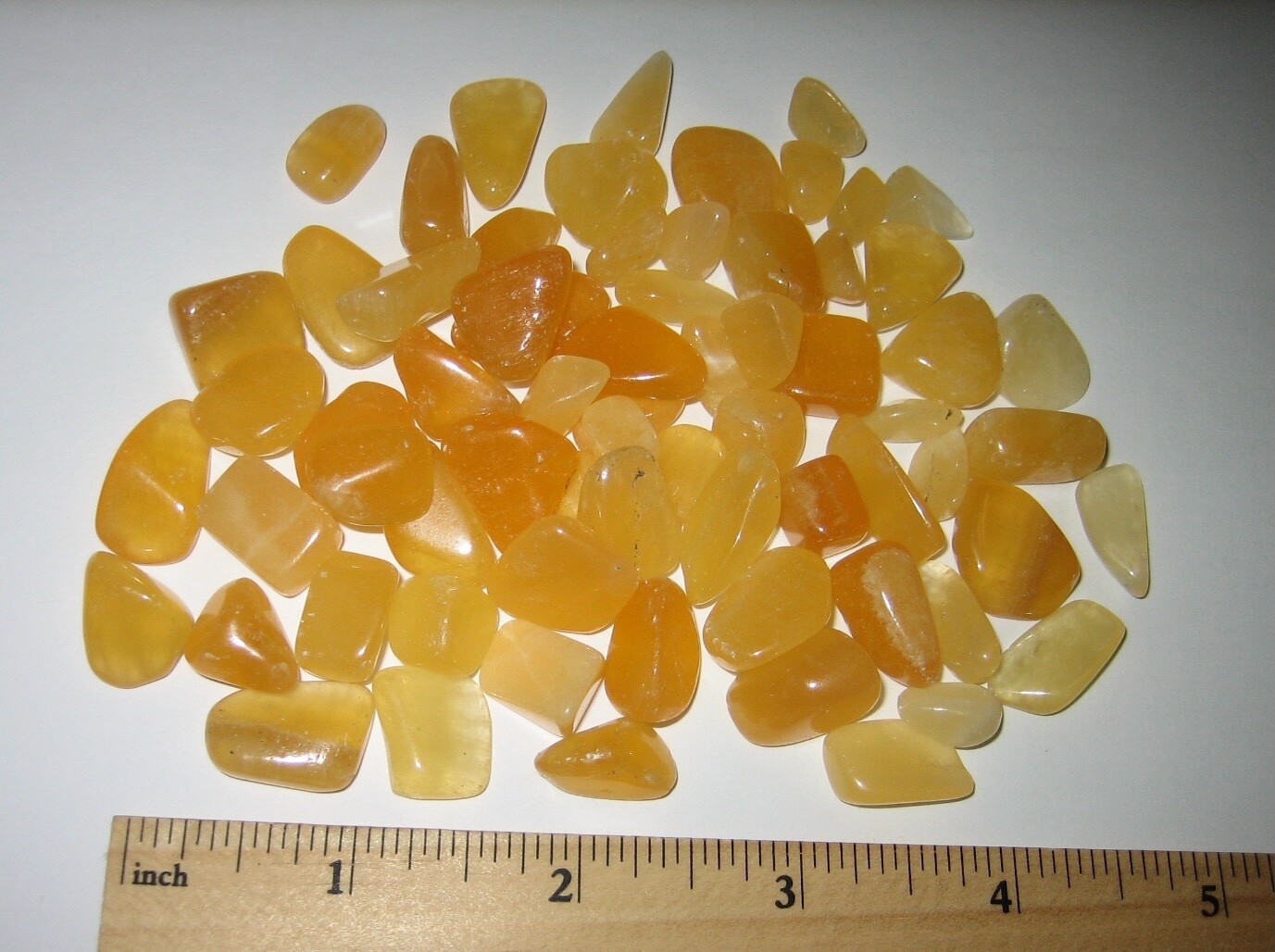 69 TUMBLED POLISHED 0.2″-0.8″ BRIGHT ORANGE CALCITE CRYSTAL STONES ~ 135grams *4