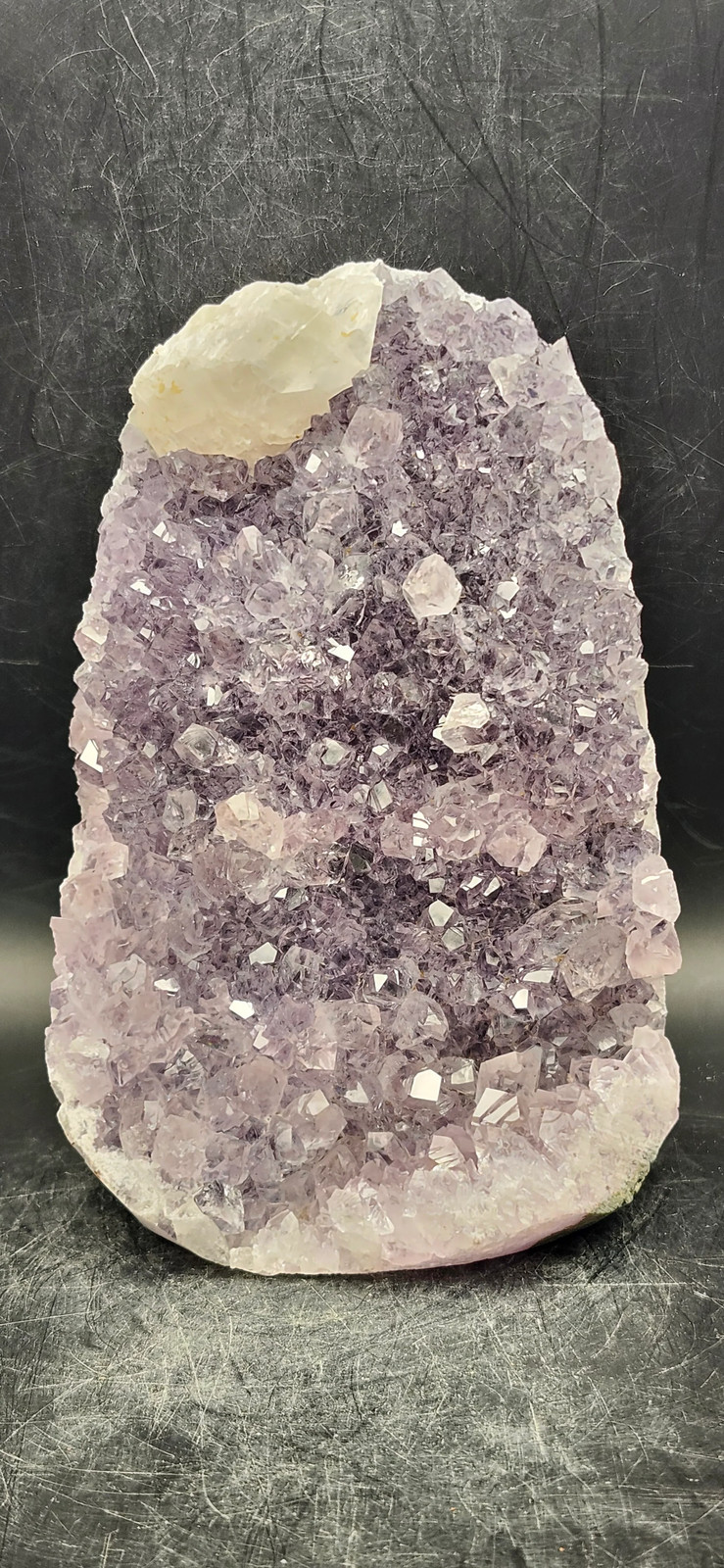 Amethyst cut base free form! 1.8 pounds, 5 inches tall 3 by 3 wide