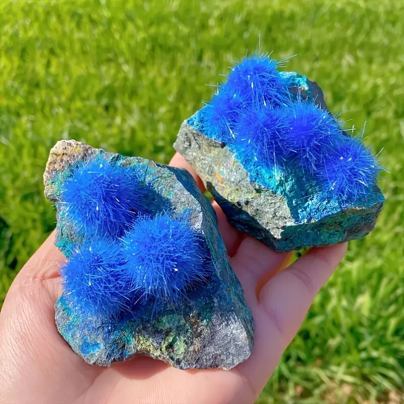 50-80g Blue Dandelion Zeolite Quartz Crystal Healing Cluster Mineral Specimen