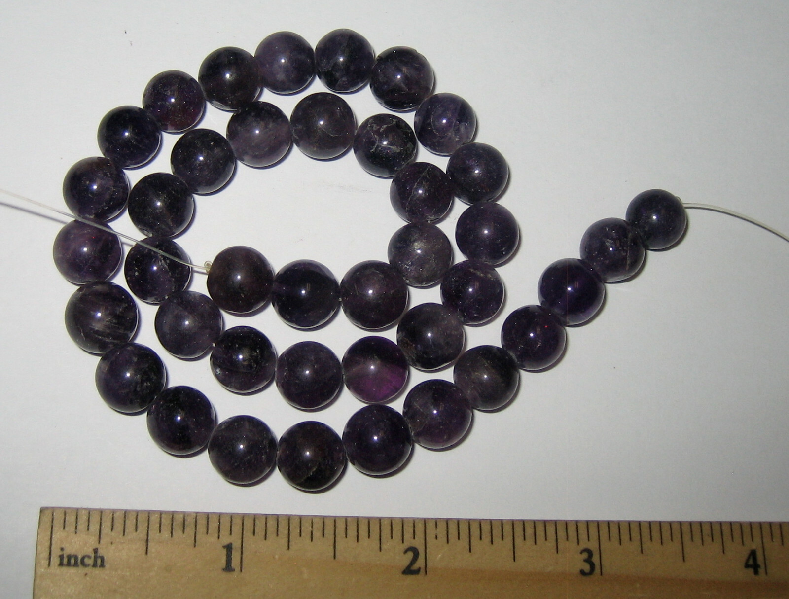 15″ POLISHED NATURAL 10mm ROUND AMETHYST CRYSTAL STONE BEAD STRAND 48.4grams *4