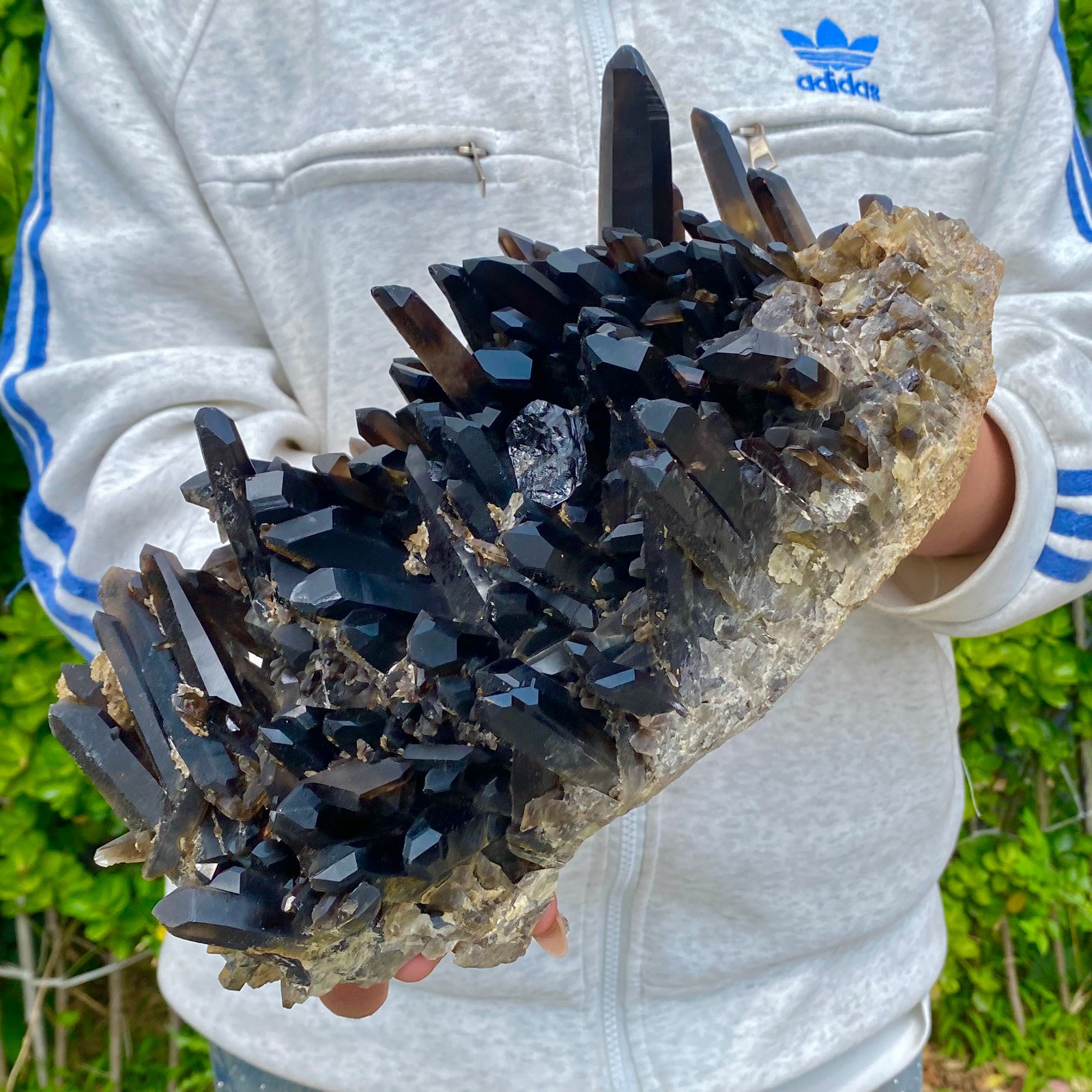 12.7LB Natural Black Smoke Color Quartz Cluster Crystal Specimens Mineral Heali