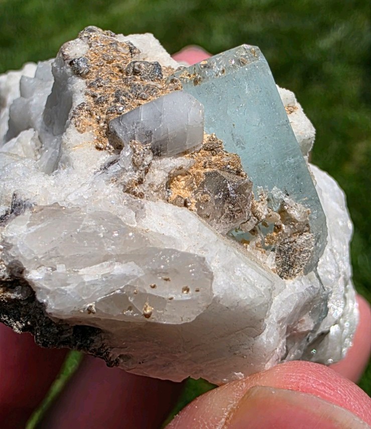 Aquamarine Crystal on White Feldspar Matrix — Natural Mineral Display Specimen