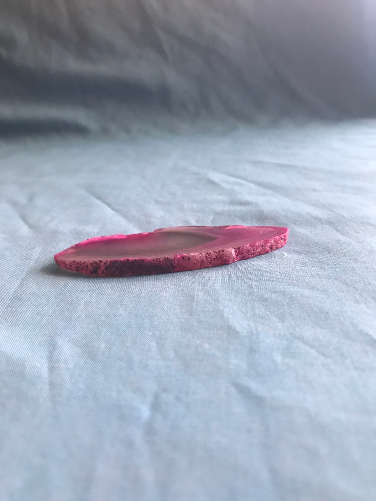 New 3” by 1-1/8” Pink Dyed Cut & Polished .71 Ounce Agate Rock Slab Craft Stone