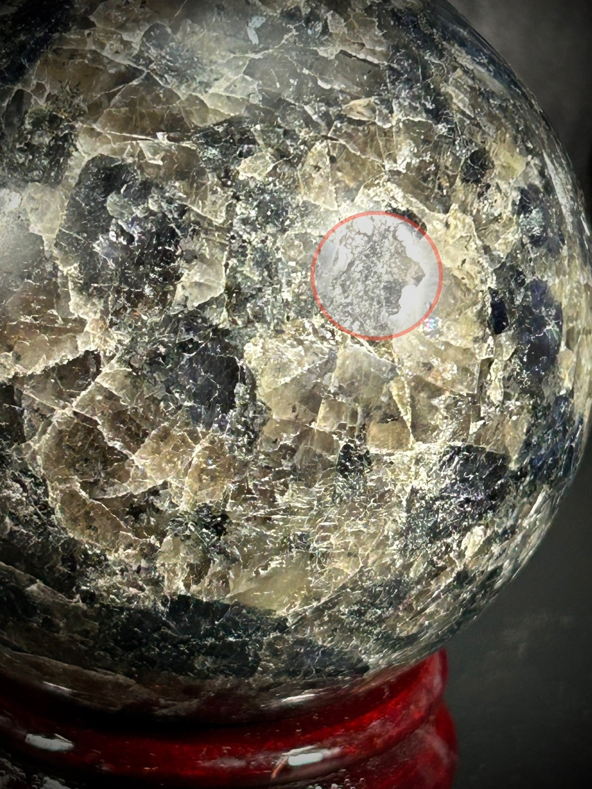 Perfectly Imperfect SALE 3.06″ Iolite Sphere With Wood Stand (SEE DETAILS)