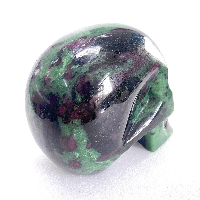 Mayan Style Healing Crystal Skull,4.9in Natural Ruby Zoisite Gemstone, Spiritual