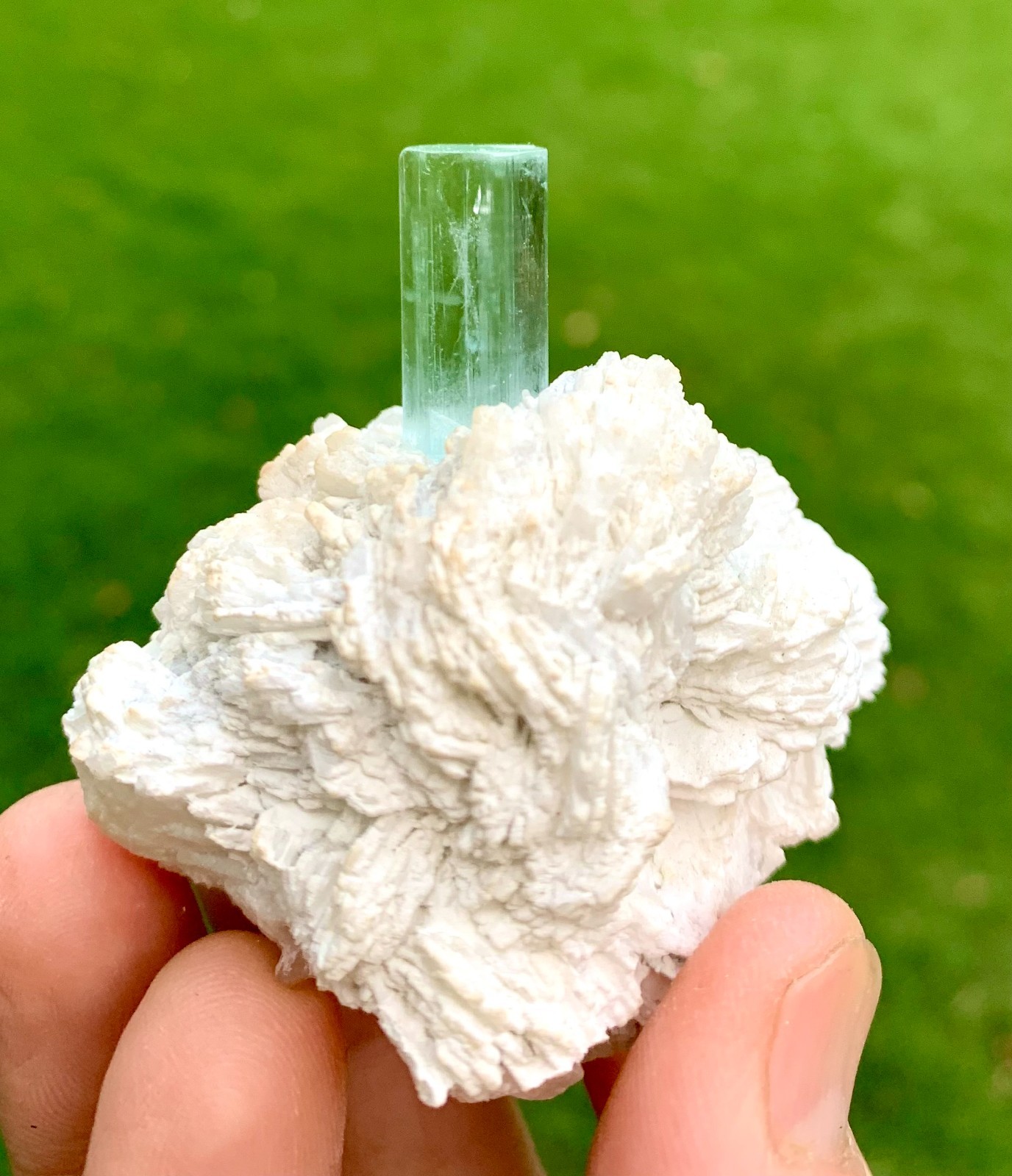 111GM Sky Blue Aquamarine With Quartz From Shigar Mine Skardu Pakistan