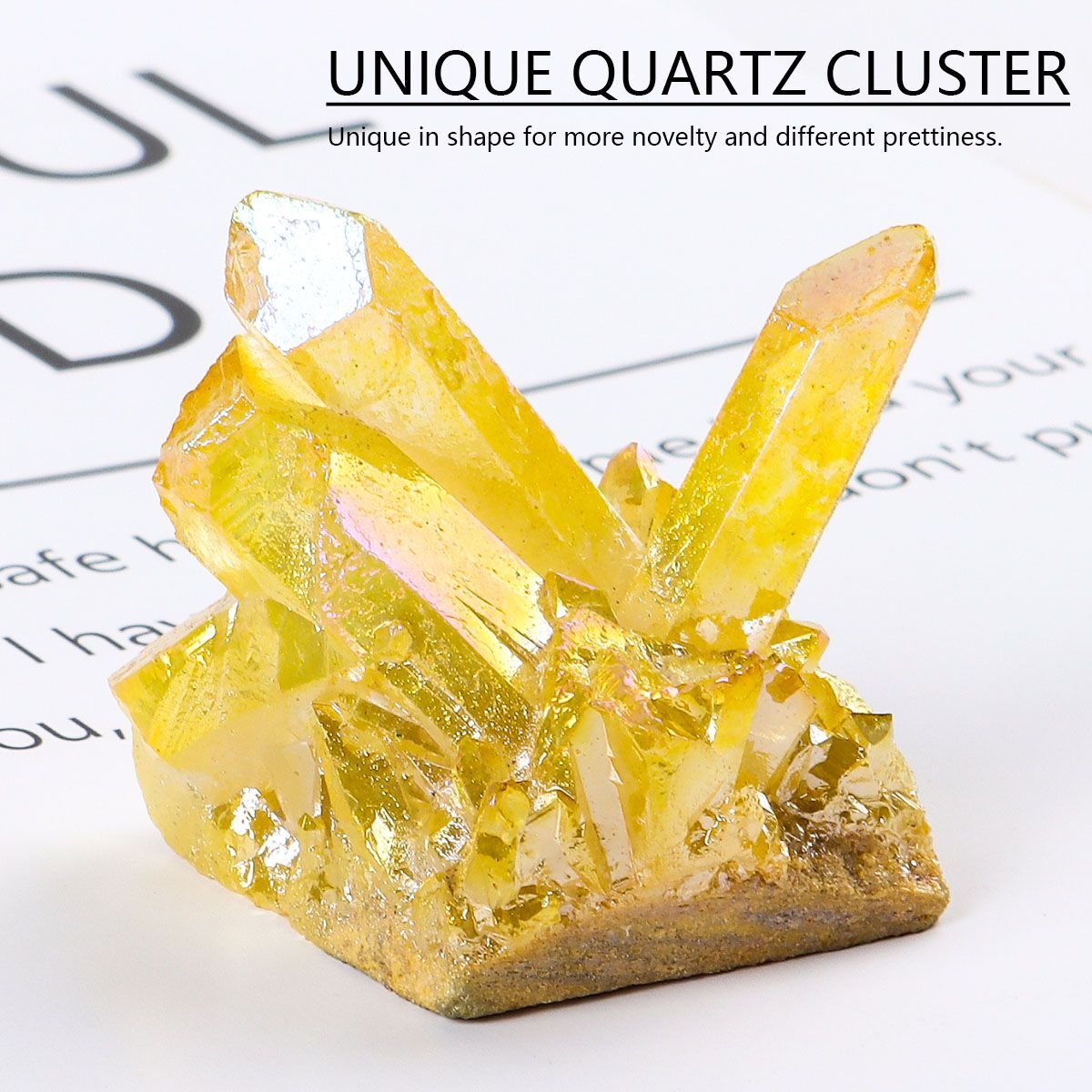 50g Big Natural Aura Yellow Titanium Quartz Crystal Cluster Specimen Stone Rock