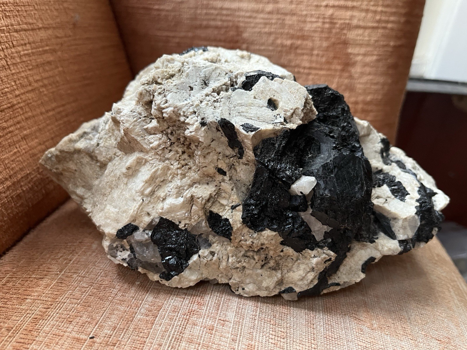 HUGE 6lb 9” Black Tourmaline Schorl Crystals In Matrix Maine USA Locality Quartz