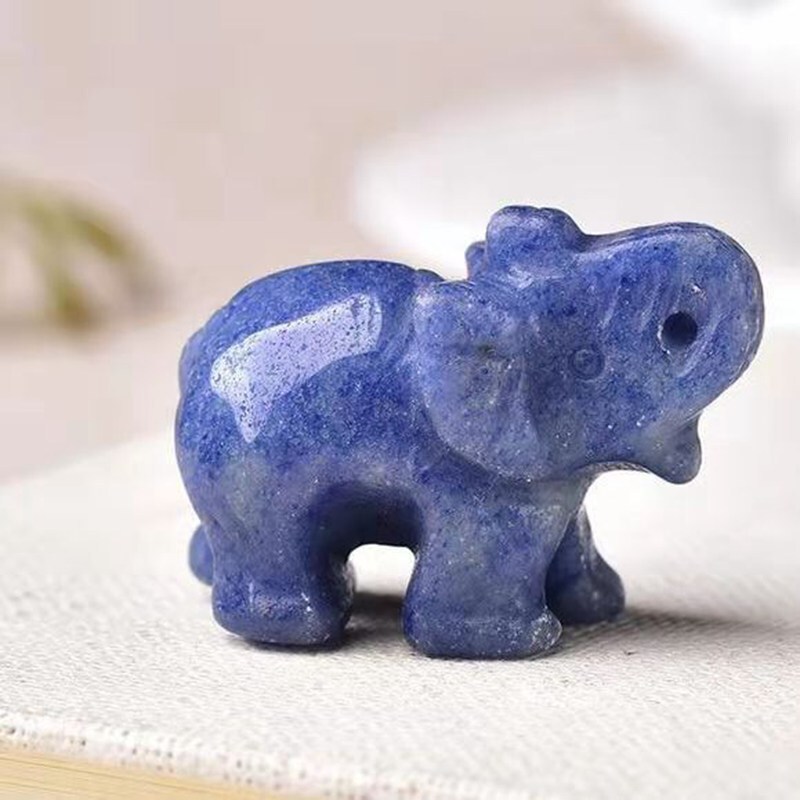 Natural Blue Sodalite Quartz Crystal Carved Baby Elephant Healing Energy Stone