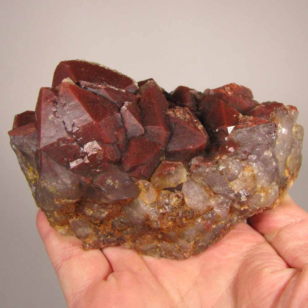 4.7″ Red HEMATOID AMETHYST Skeletal Crystals Cluster – Morocco – 1.4 lbs.