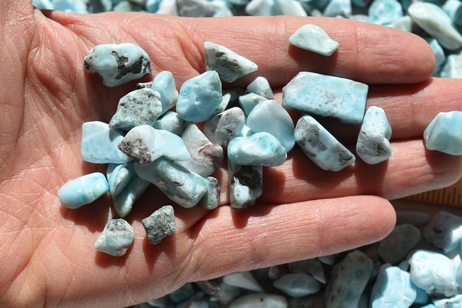 WHOLESALE Larimar Tumbled Stones from Dominican Republic 1 kg # 5535