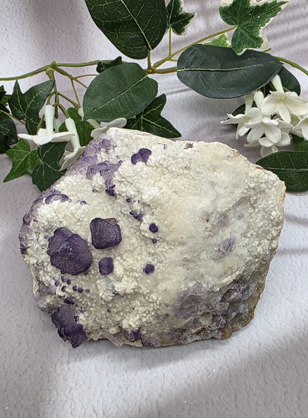 Large Fluorite on Barite Cabinet Specimen – Purple Cubic Crystals – 3 lb Natural