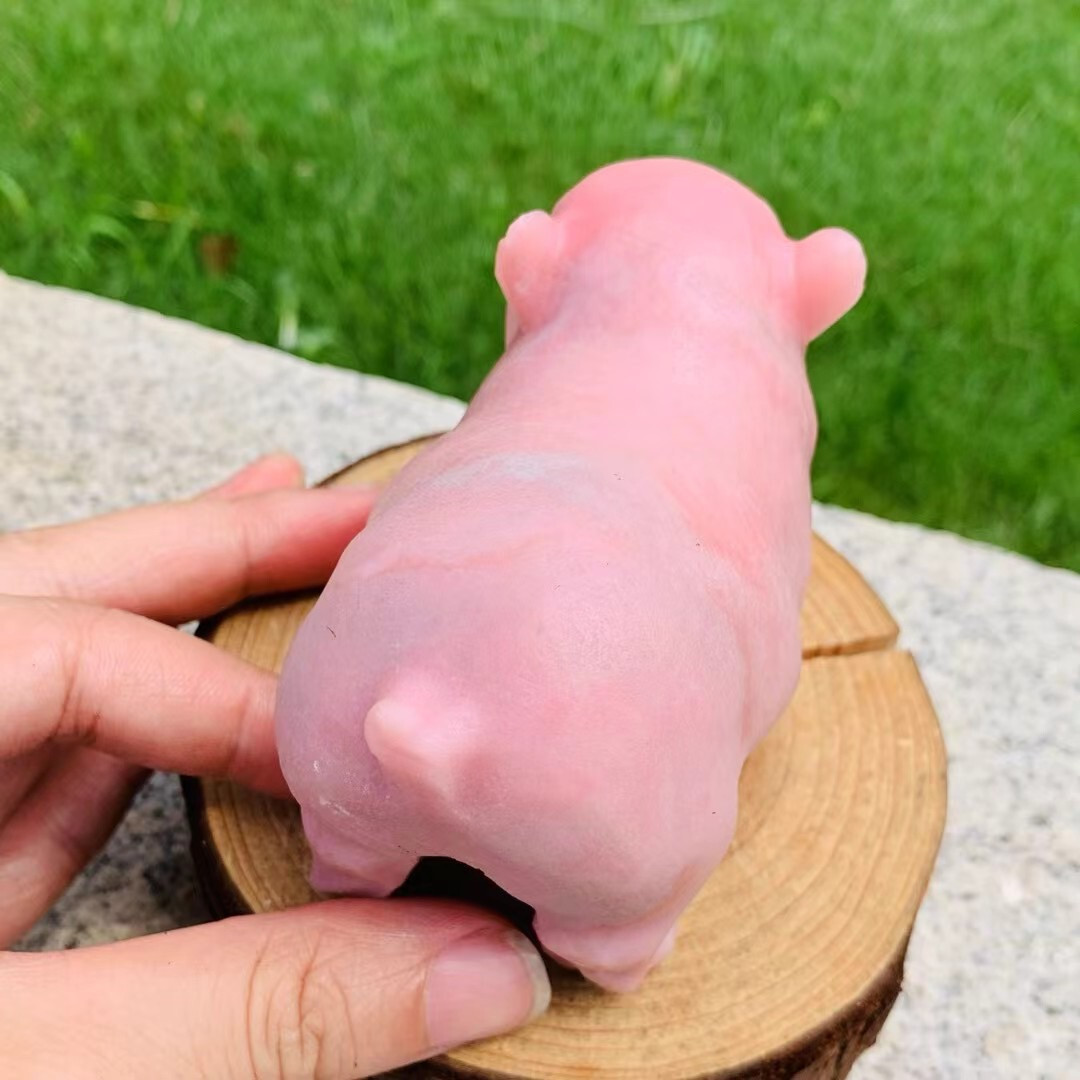 3.7″Natural Crystal Quartz Mineral Specimen Powder Aobao Handmade Carved The pig