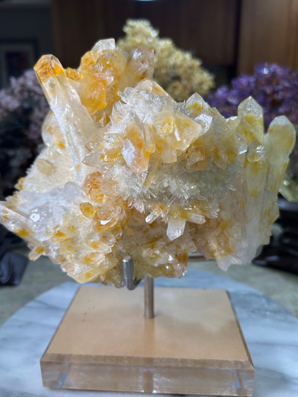 Mango Quartz Specimen Freeform on custom acrylic stand big