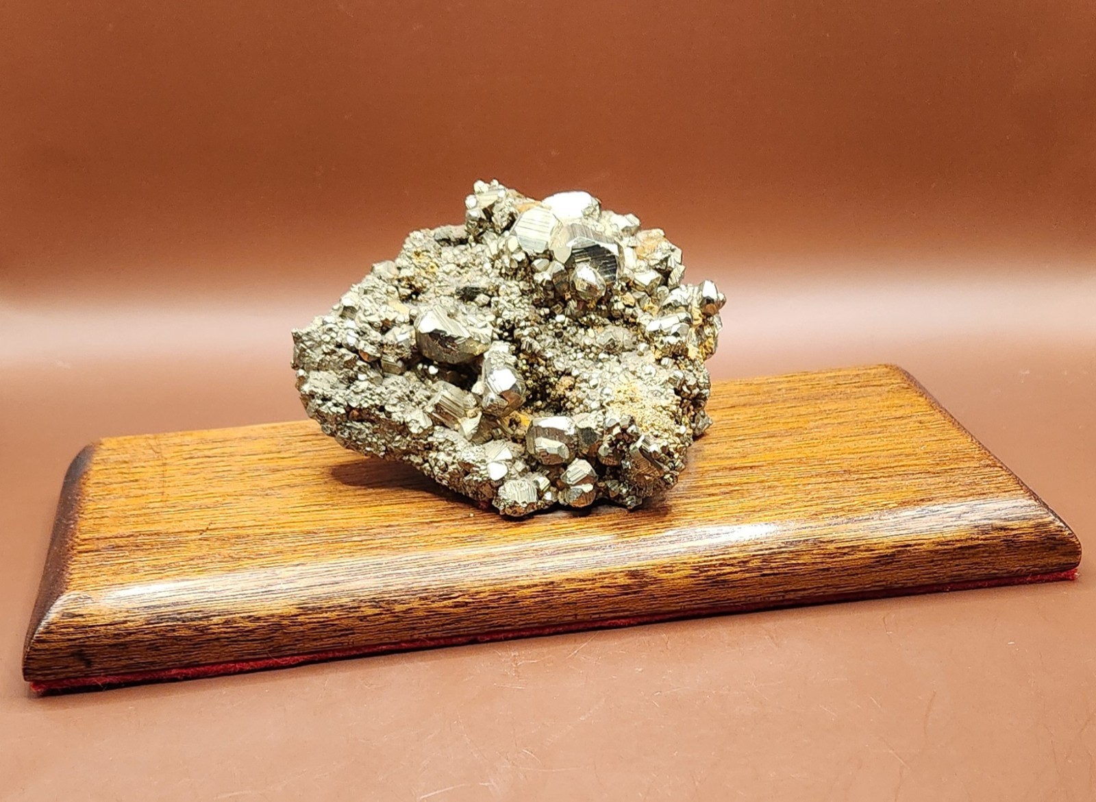 Peruvian Pyrite Crystal Cluster Cubic Striated Mineral Specimen on Base 2.4 lbs