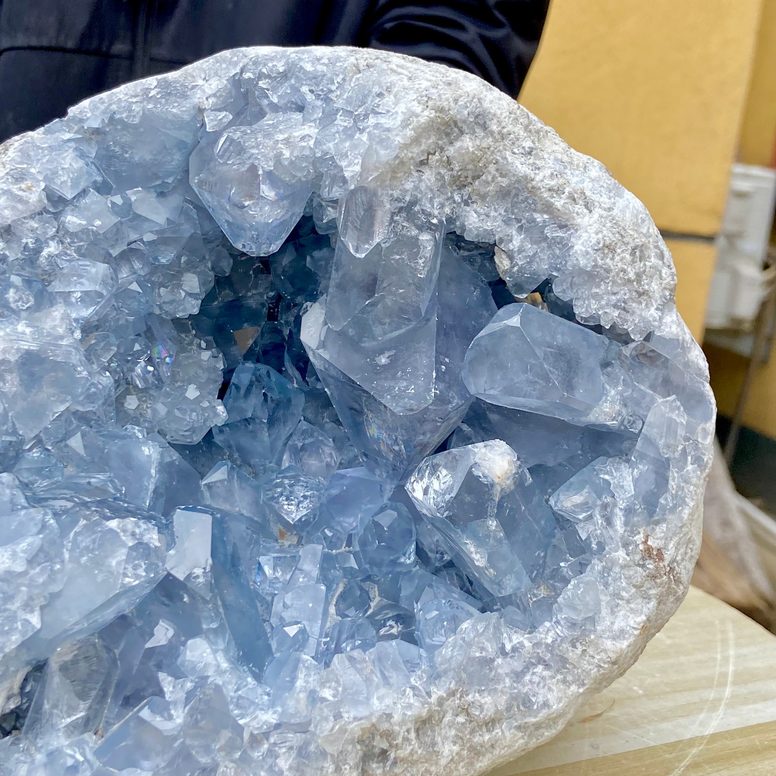 15.43LB Natural Beautiful Blue Celestite Crystal Geode Cave Mineral Specimen