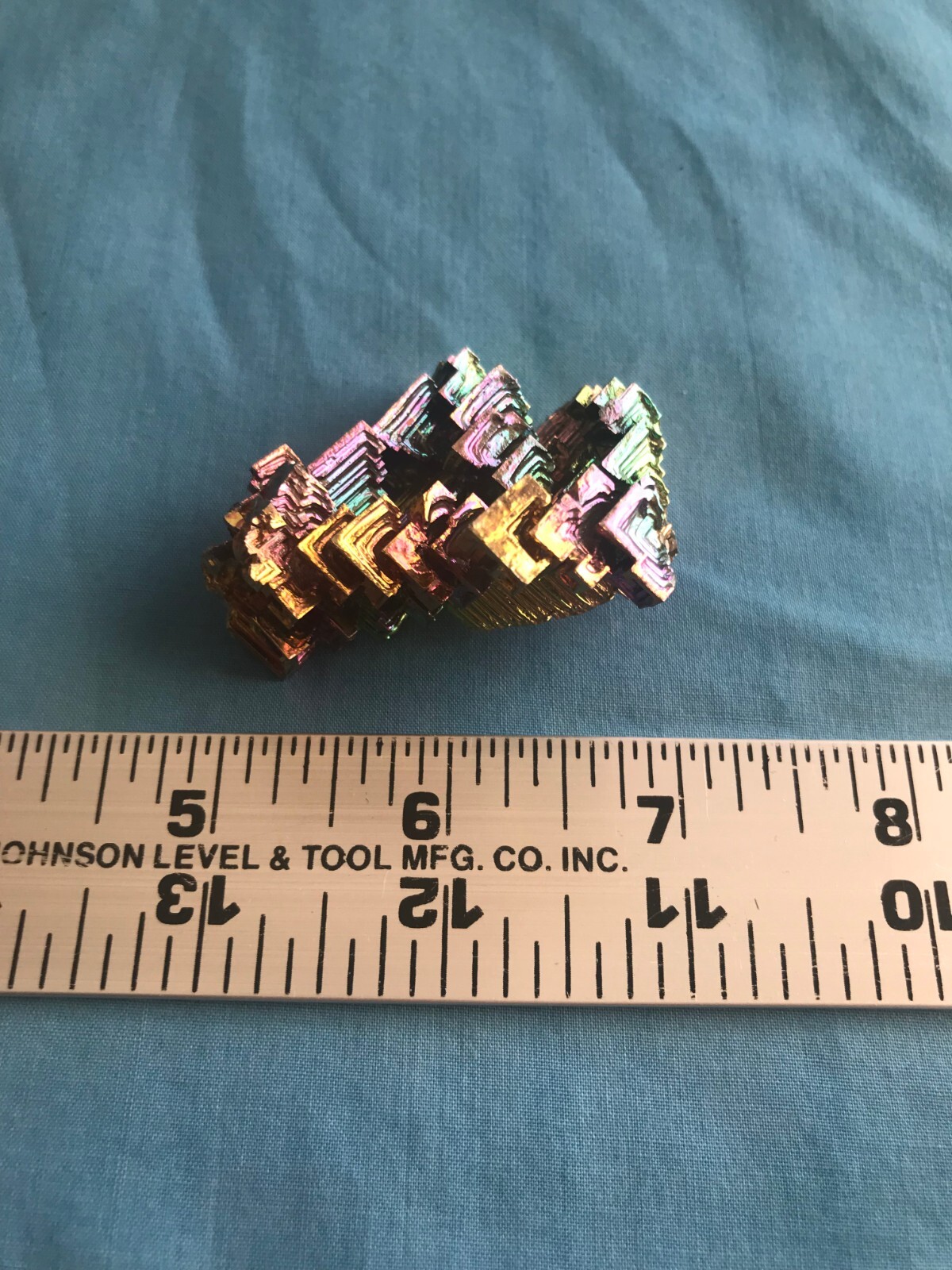 Pretty 2.4 Ounce Large 2” x 1-5/8” x 1” Piece of Rainbow Bismuth Crystals