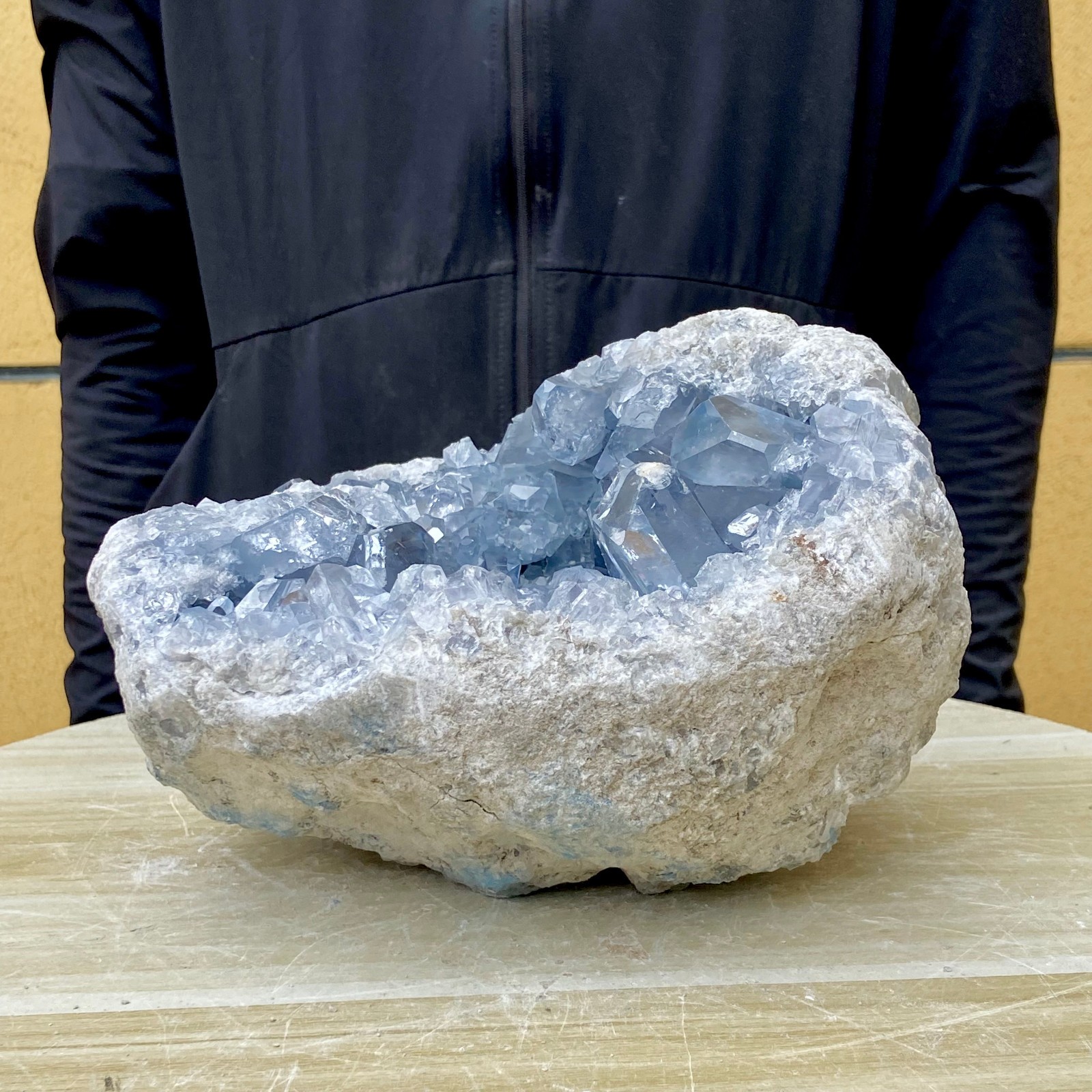 15.43LB Natural Beautiful Blue Celestite Crystal Geode Cave Mineral Specimen