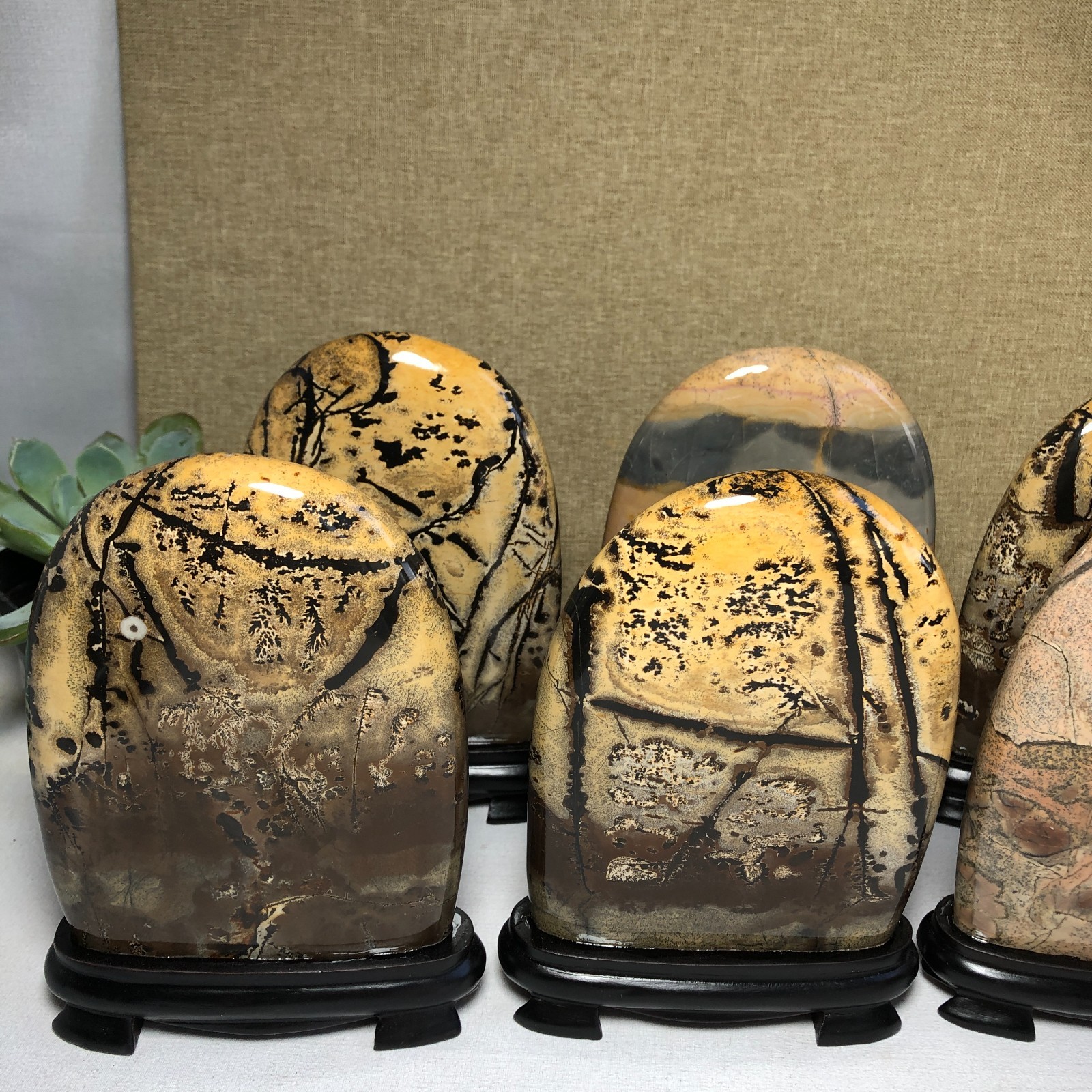 5Pcs Natural Chinese painting stone crystal ornaments for home decoration