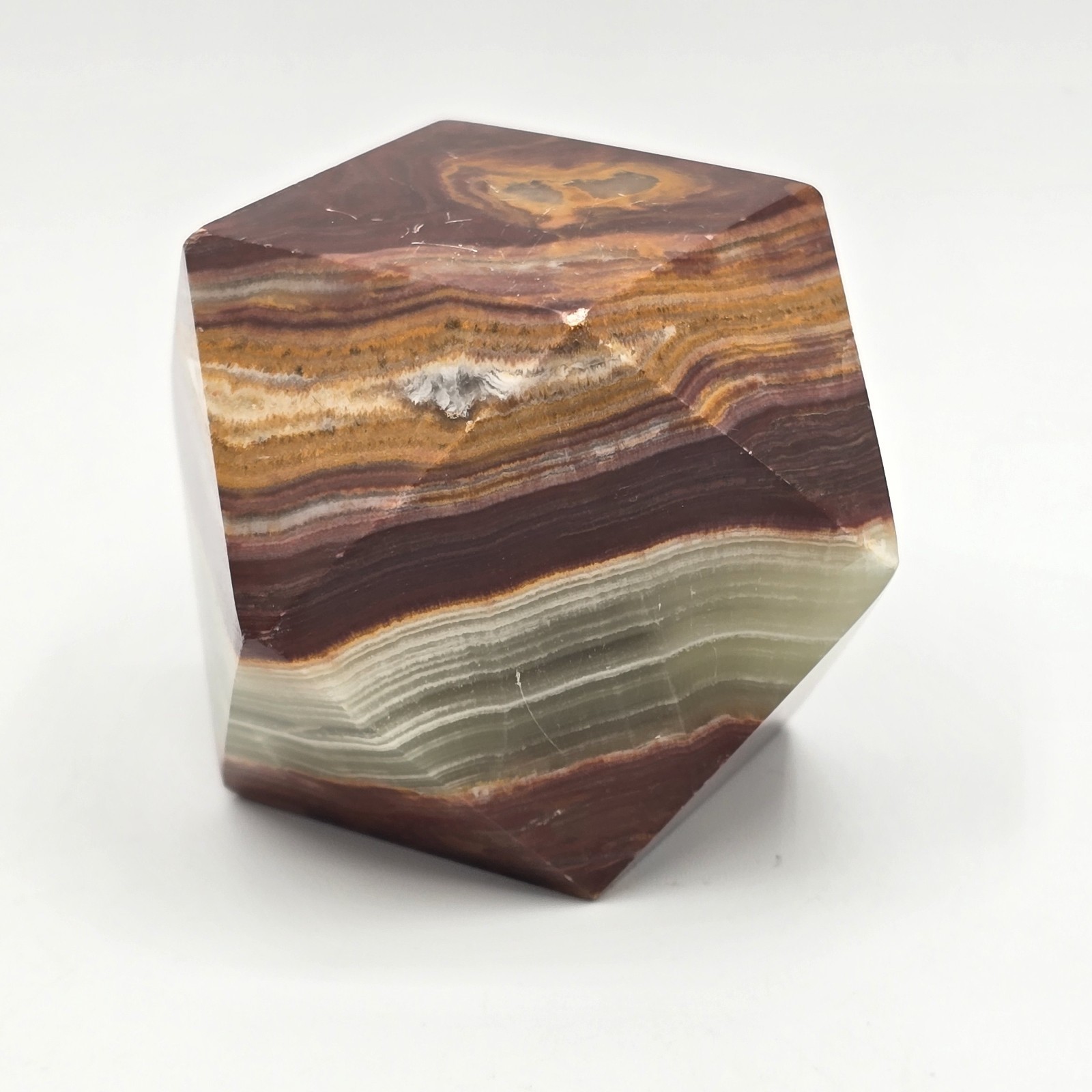 Polished Multicolor Banded Onyx Crystal Display Specimen Geometric Shape