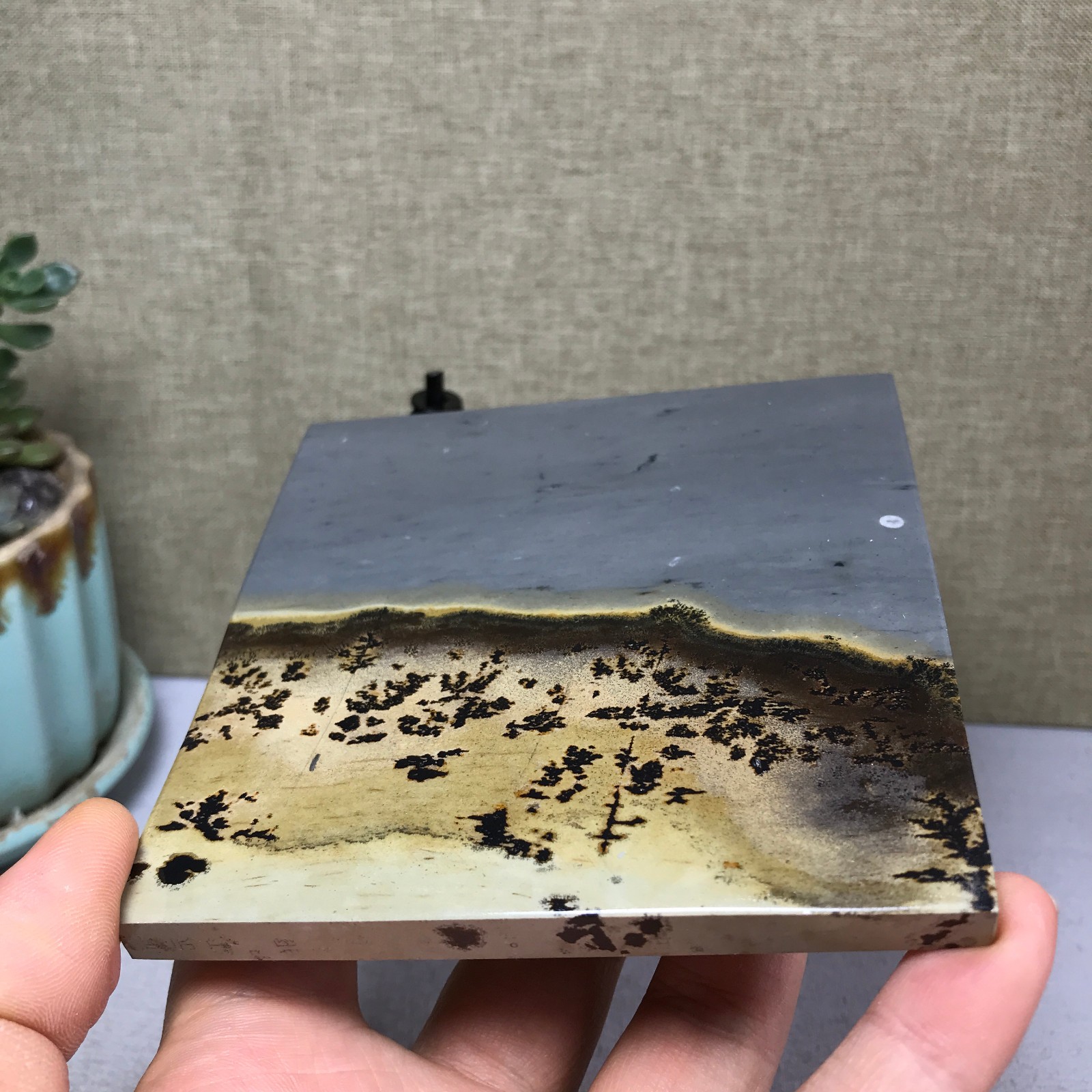 Natural Chinese painting stone crystal ornaments for home decoration 202g A5361