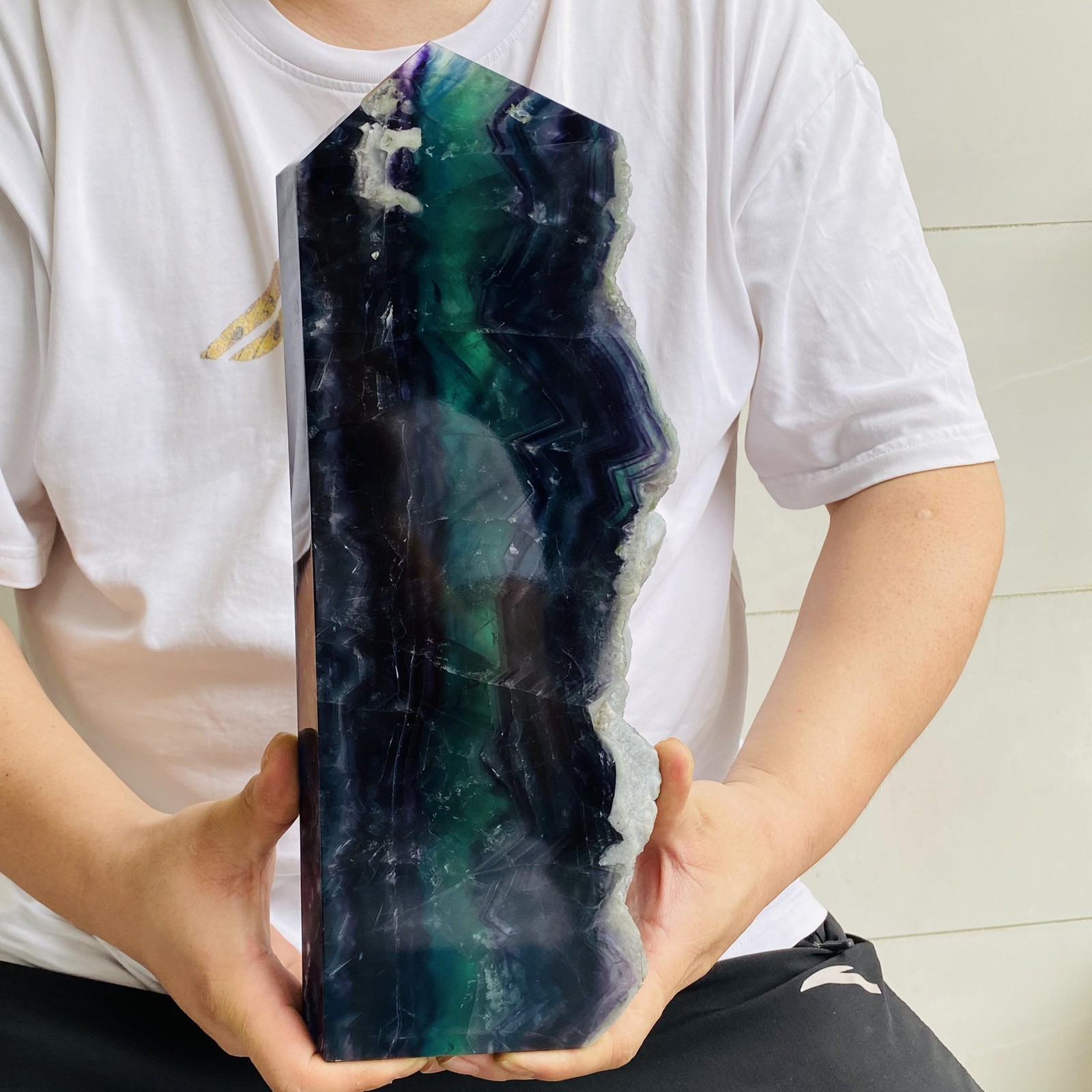 Natural Fluorite Obelisk Quartz Crystal Healing Reiki Wand Tower Point 4880g
