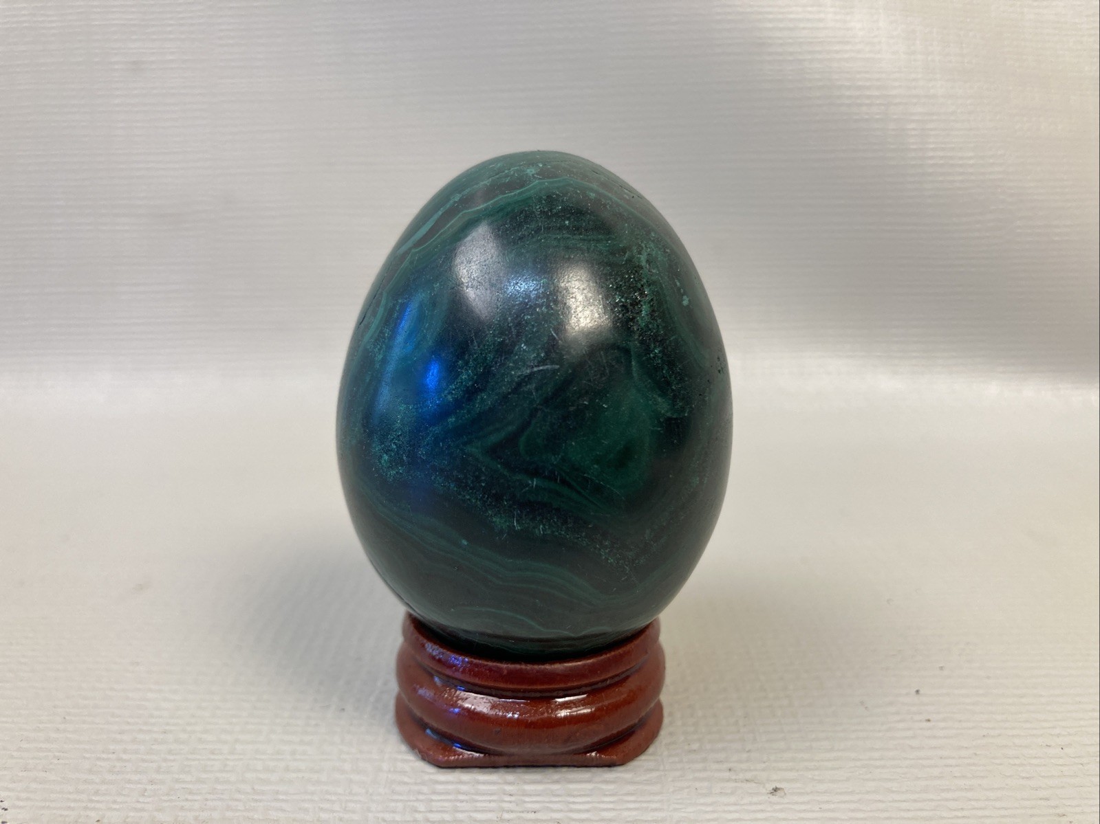 Natural Solid Green Malachite Egg Polished Gemstone 160g 2.25 inches W/ Stand