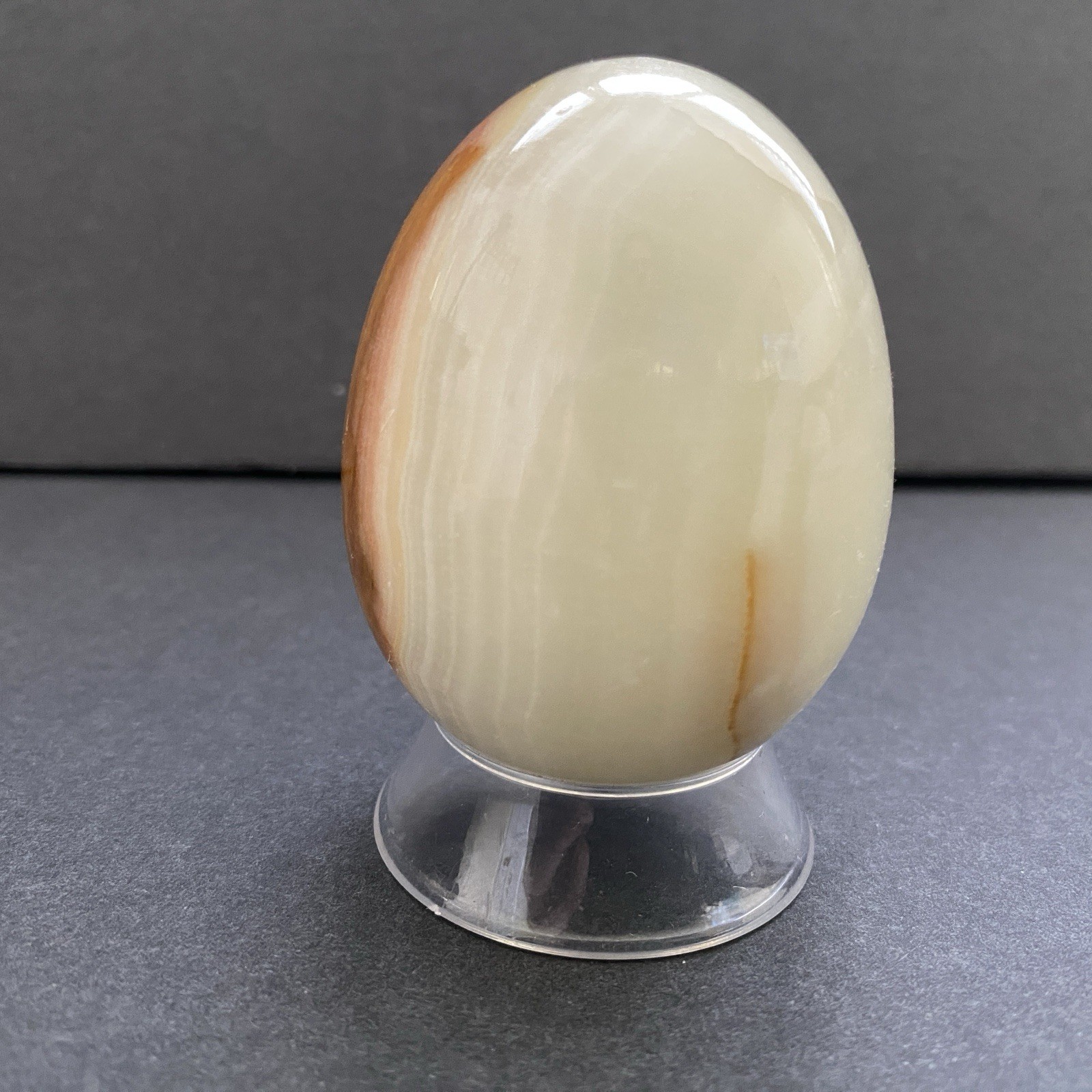 Natural Onyx Stone Egg With Stand Hand Polished Banded Agate Calcite Crystal