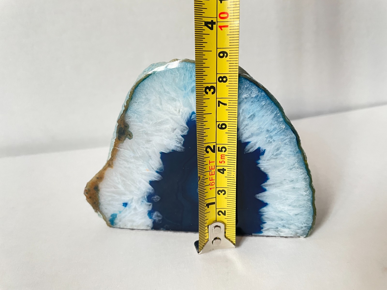 Quartz Crystal Druzy Half-Polished Blue Agate Geode Candle Holder Crystal Decor