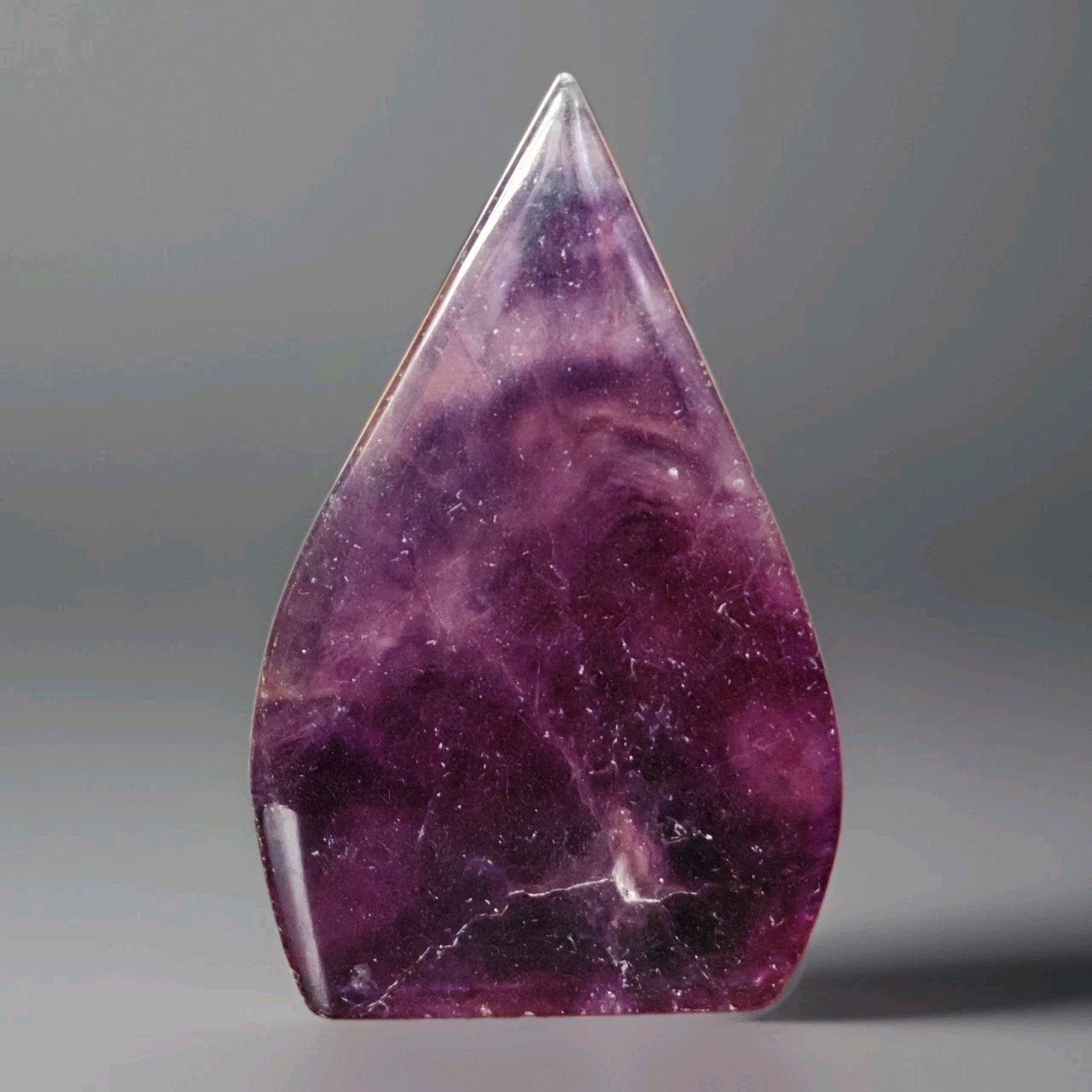 Polished Rainbow Fluorite Crystal Carved Freeform Teardrop – USA