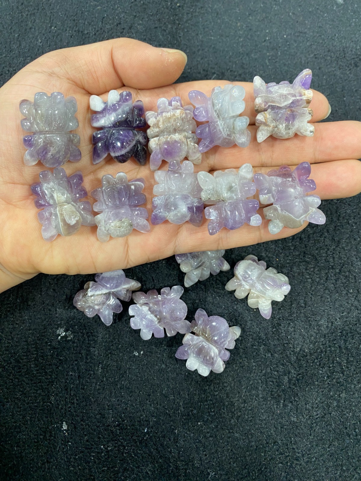 5pcs Natural Dreamy Amethyst Quartz Carved Spider skull Crystal reiki healing