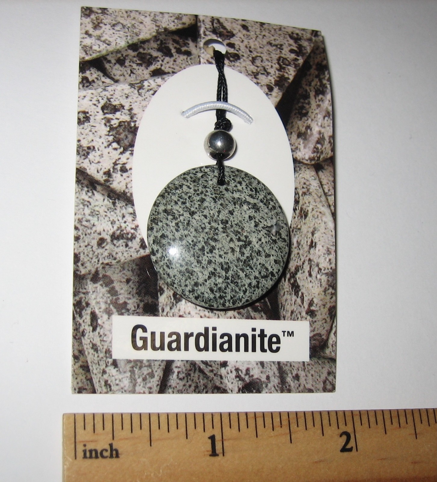 27mm POLISHED NATURAL GUARDIANITE STONE MINERAL CORDED ROUND DISC PENDANT *1