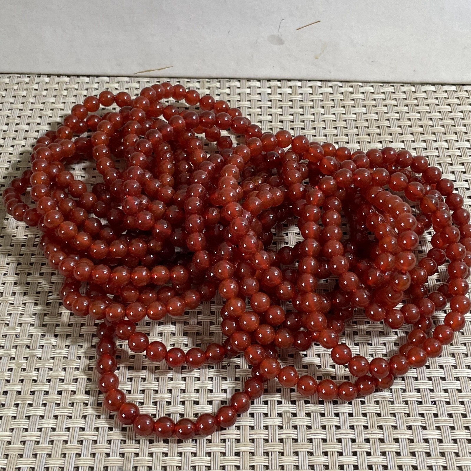 Wholesale 5 Pcs red agate stone 6mm Quartz Crystal Stretch Bracelet