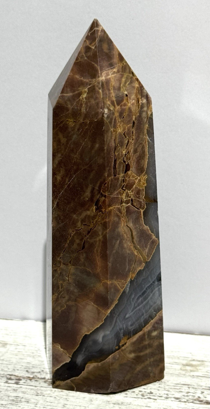 Volcano Agate Tower 5.25” Natural Stone UV Reactive