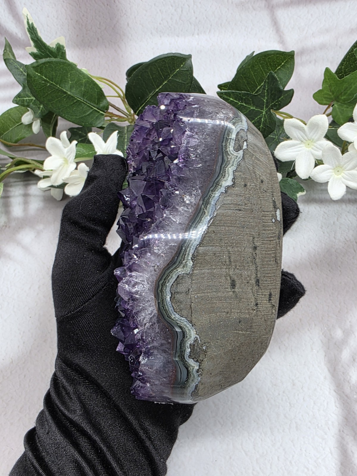 Uruguay Amethyst Geode Crystal Display Piece, Complimentary Utility Stand Inclue