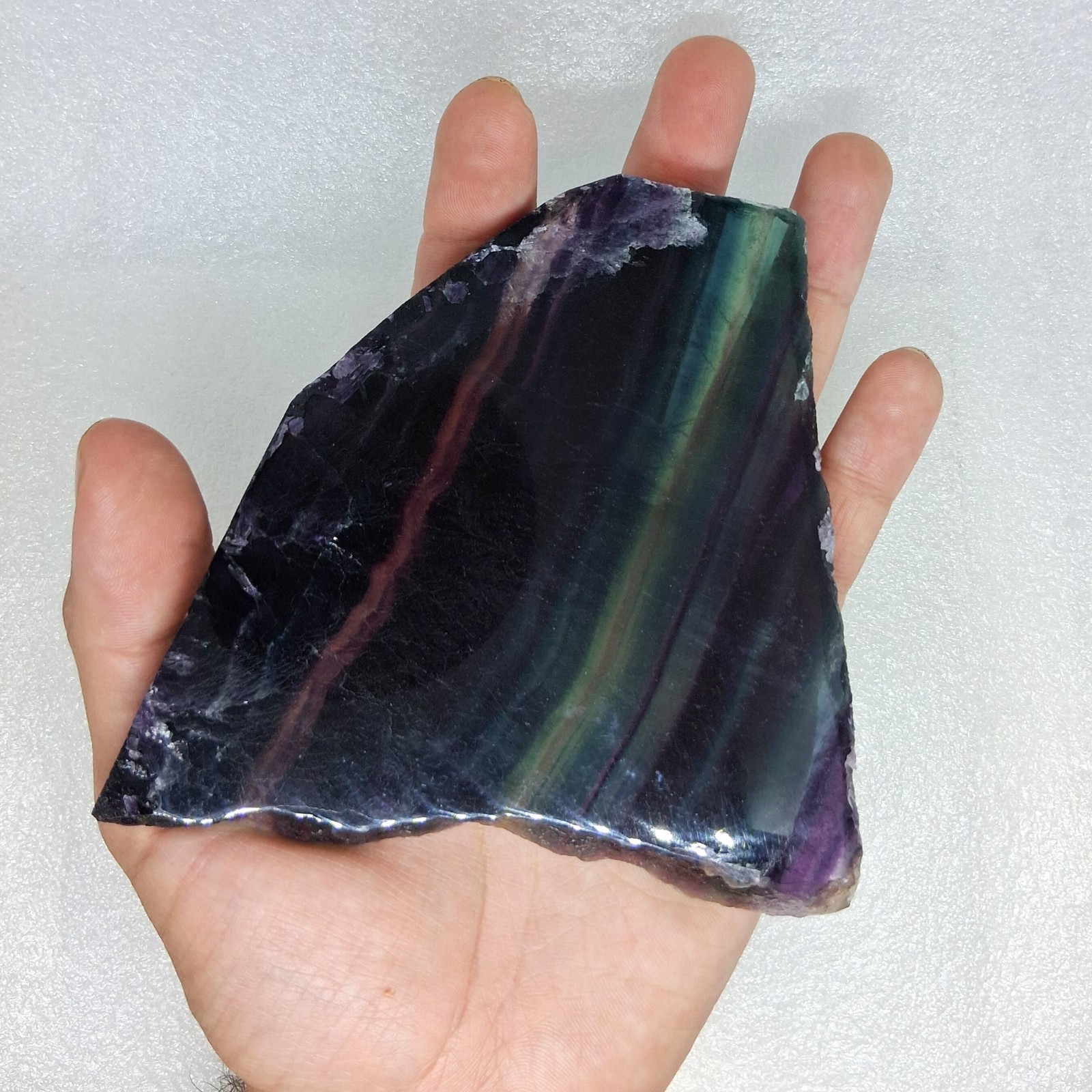 Large Purple Fluorite Crystal Slab Natural Polished Rainbow Fluorite Stone Slab