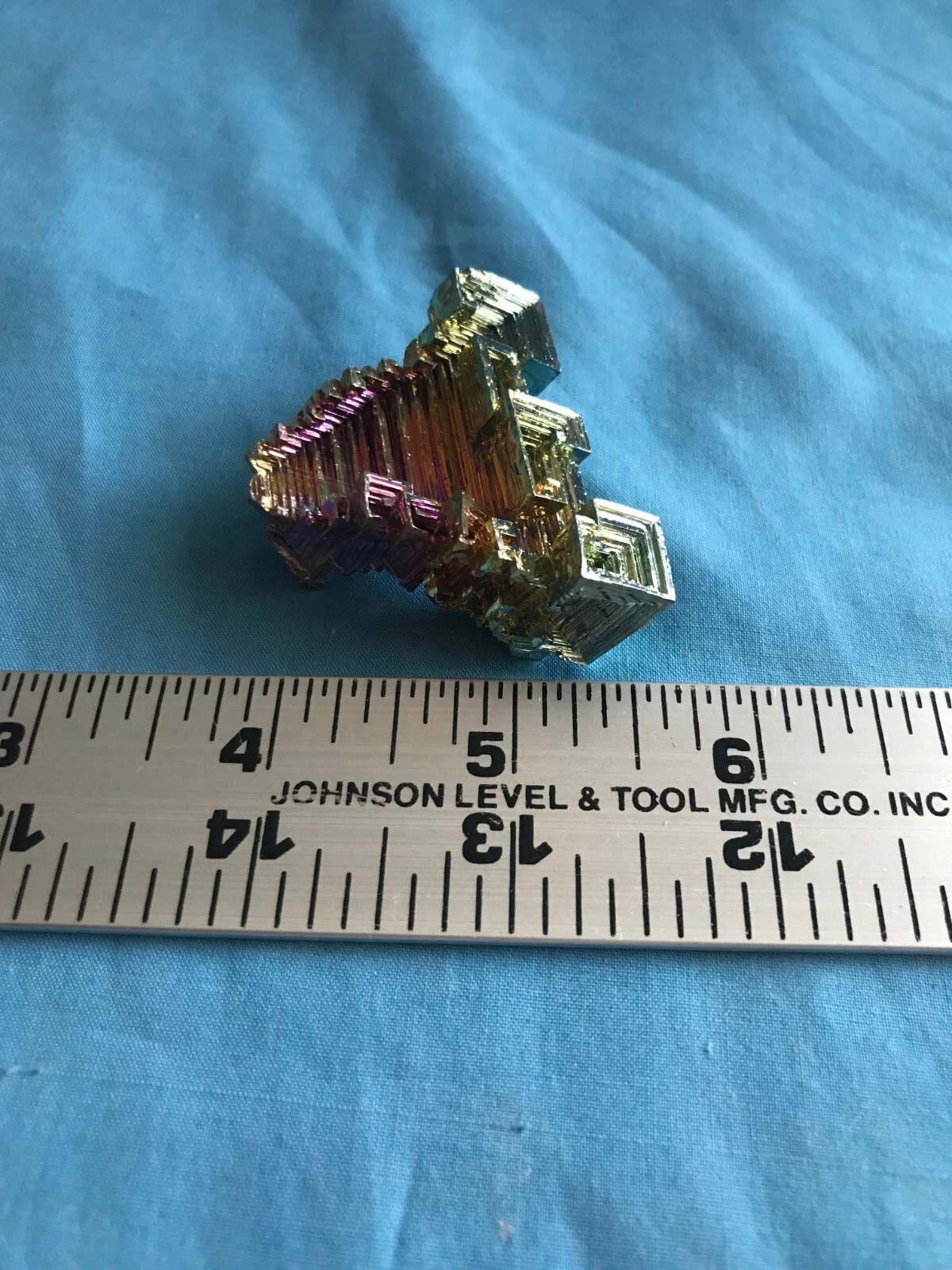 Pretty 1.51 Ounce 1-7/8” x 1-7/8” x 3/4” Piece of Rainbow Bismuth Crystals