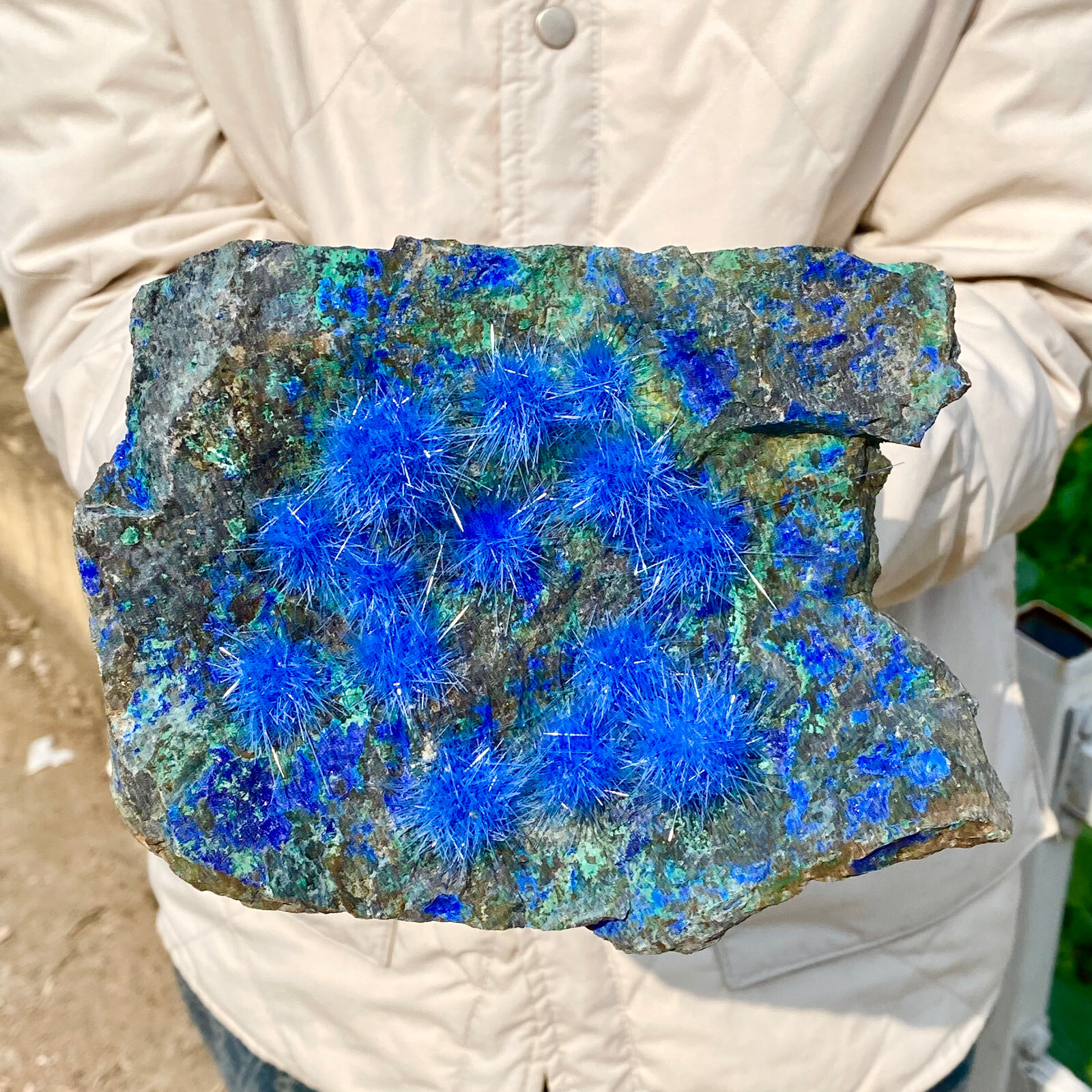 3.2LB Rare crystal specimens of magnesium phosphate blue copper ore in Morocco