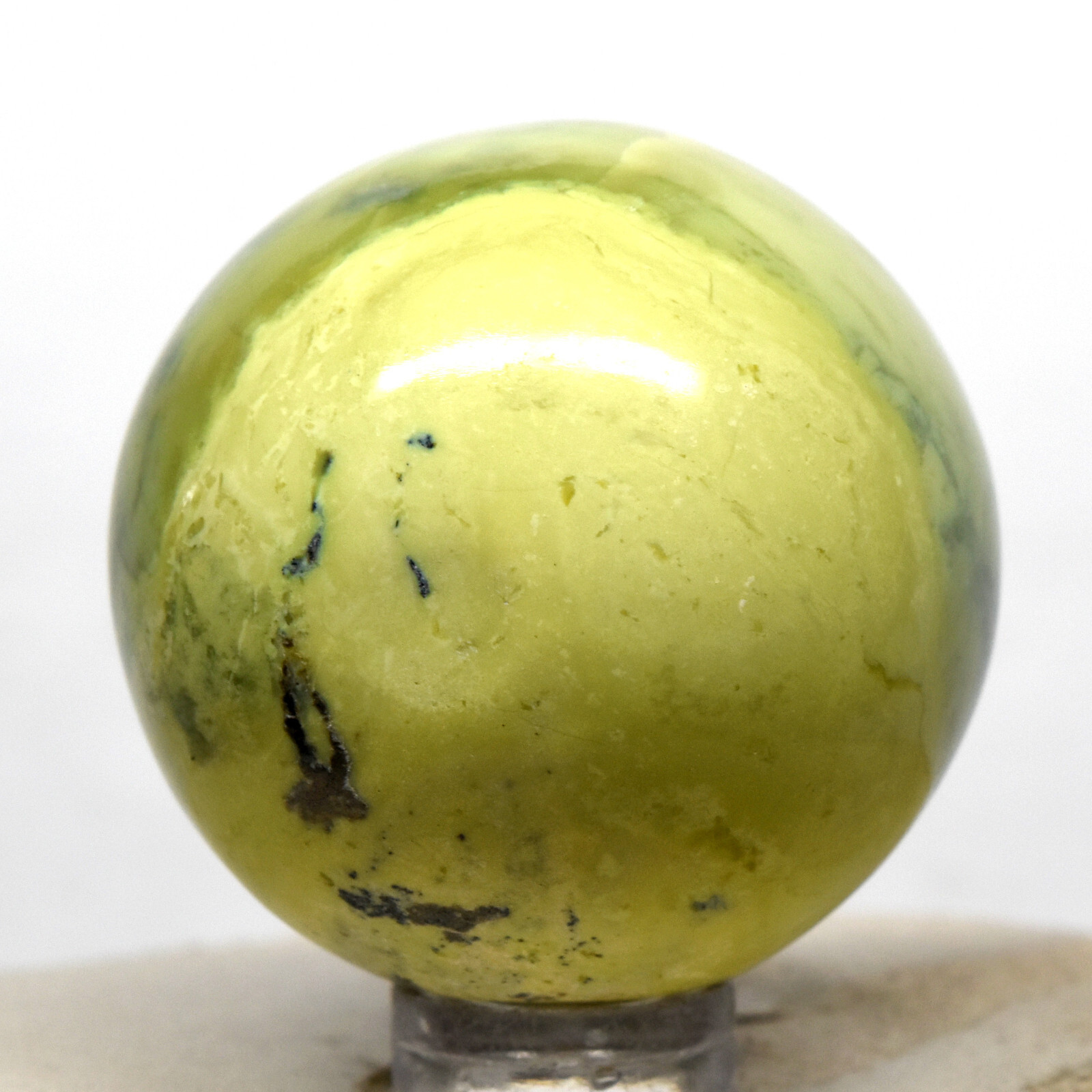 40mm Green Yellow Serpentine Sphere Natural Crystal Sparkling Mineral Stone Peru