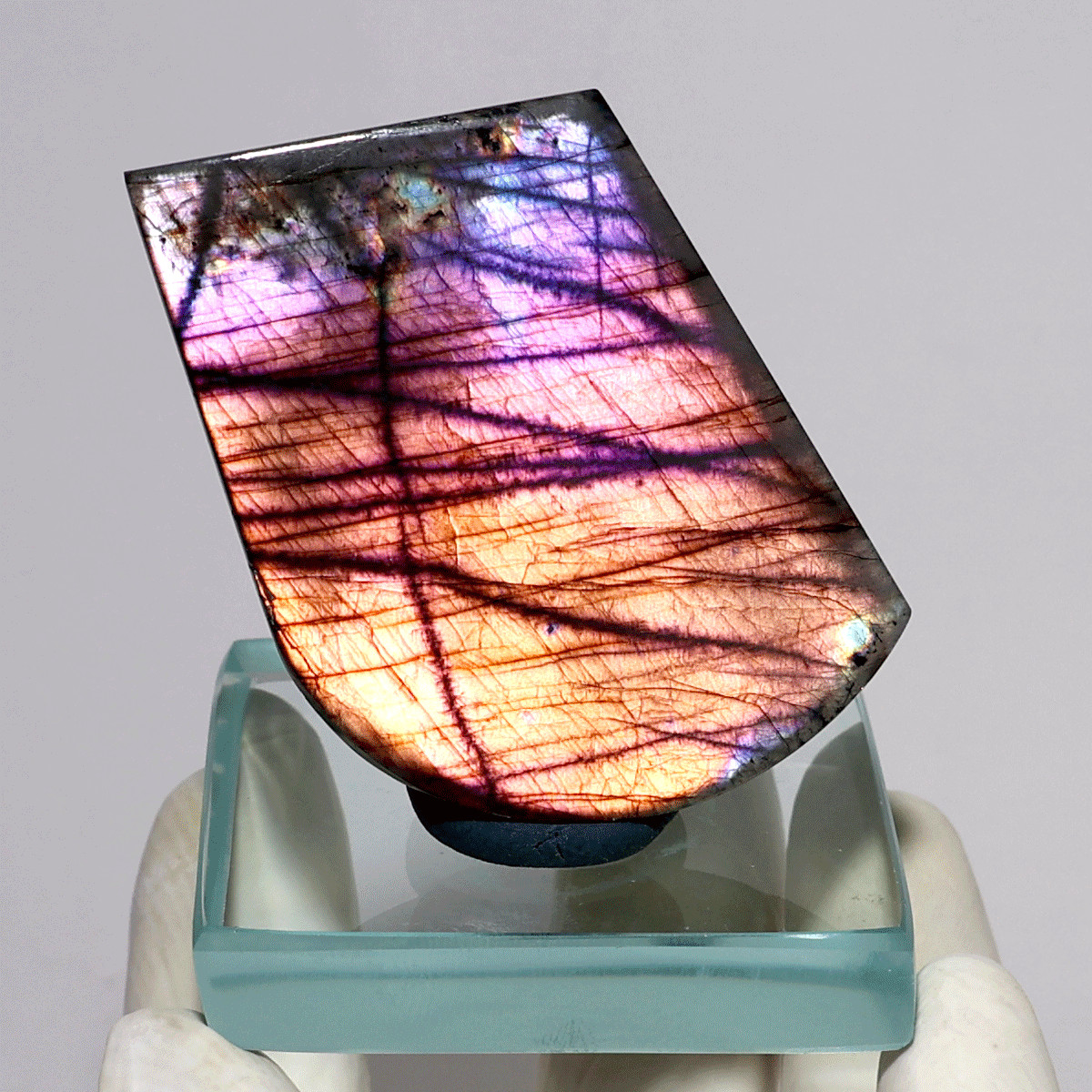 Inner Ignition~ Natural Spectrolite Rainbow Flash Slab~ Freeform Aurora Crystal