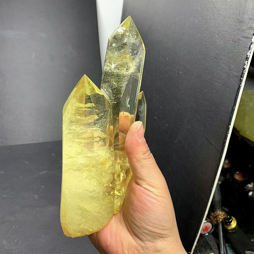 1.57LB Natural Citrine Quartz Obelisk Energy Crystal Tower Point Reiki +Stand