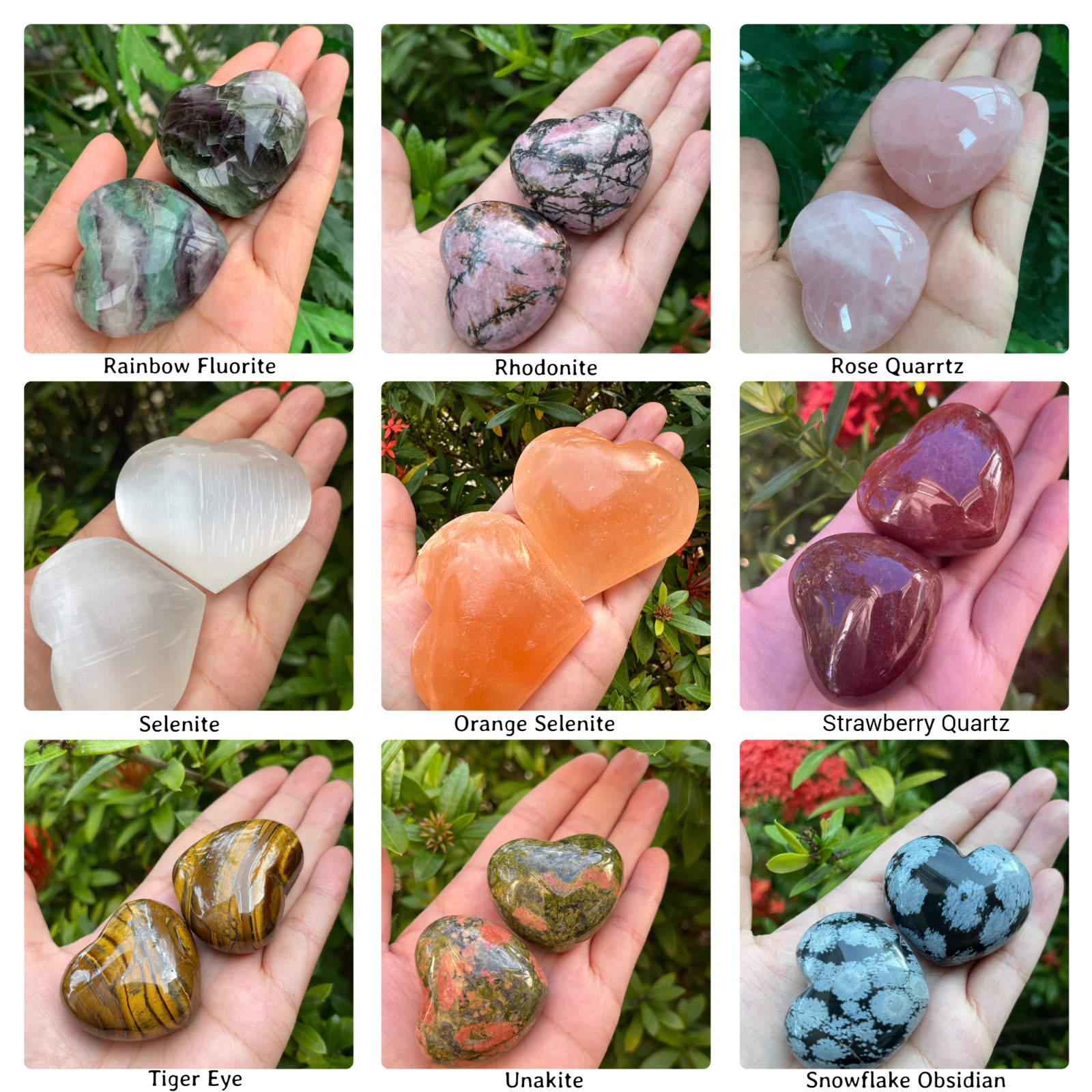 Large Gemstone Heart, 1.75″ Polished Crystals Gemstone Puffy Hearts, Pick a Type