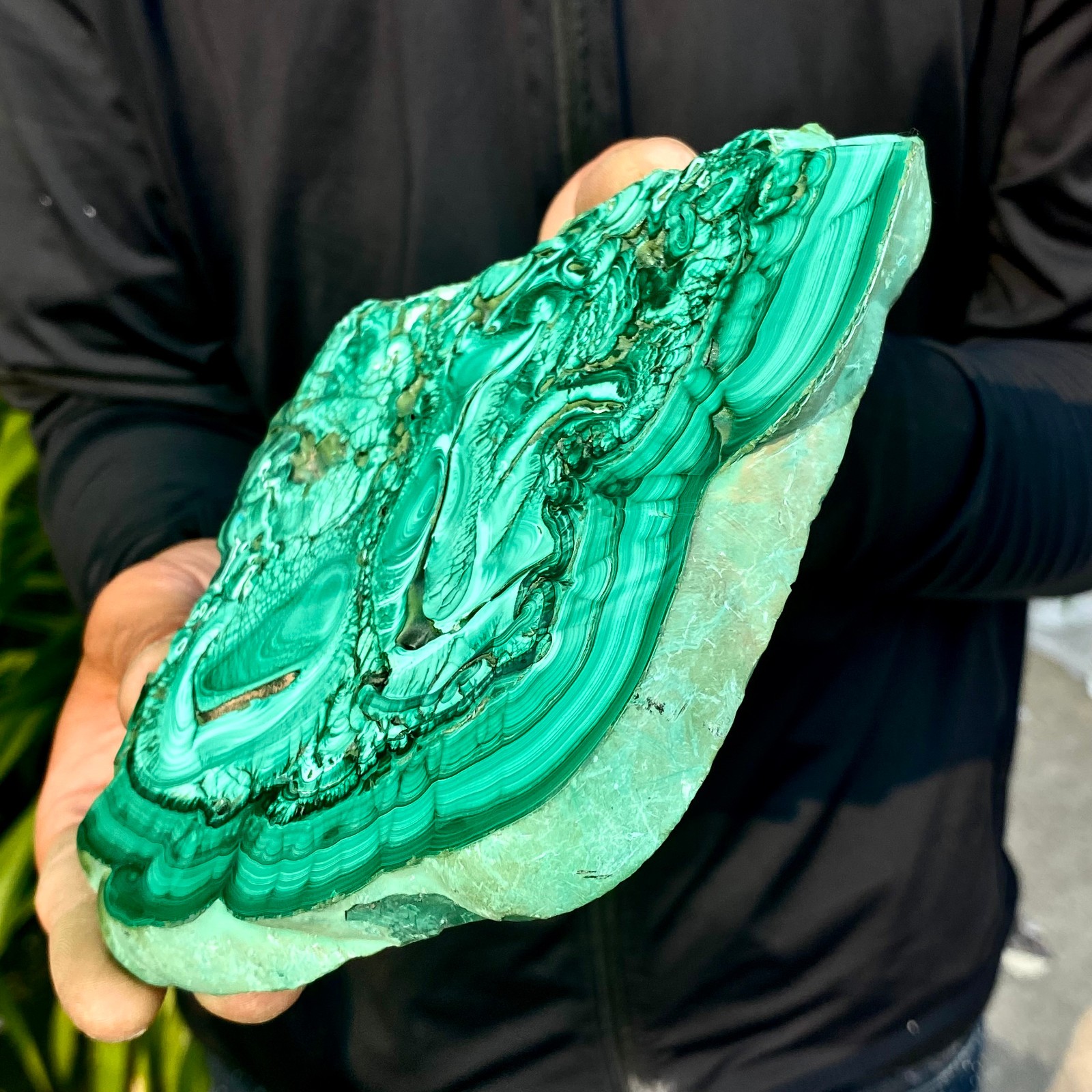 1.58LB Natural Green Malachite Crystal Flaky Pattern Ore Specimen Quartz Healing