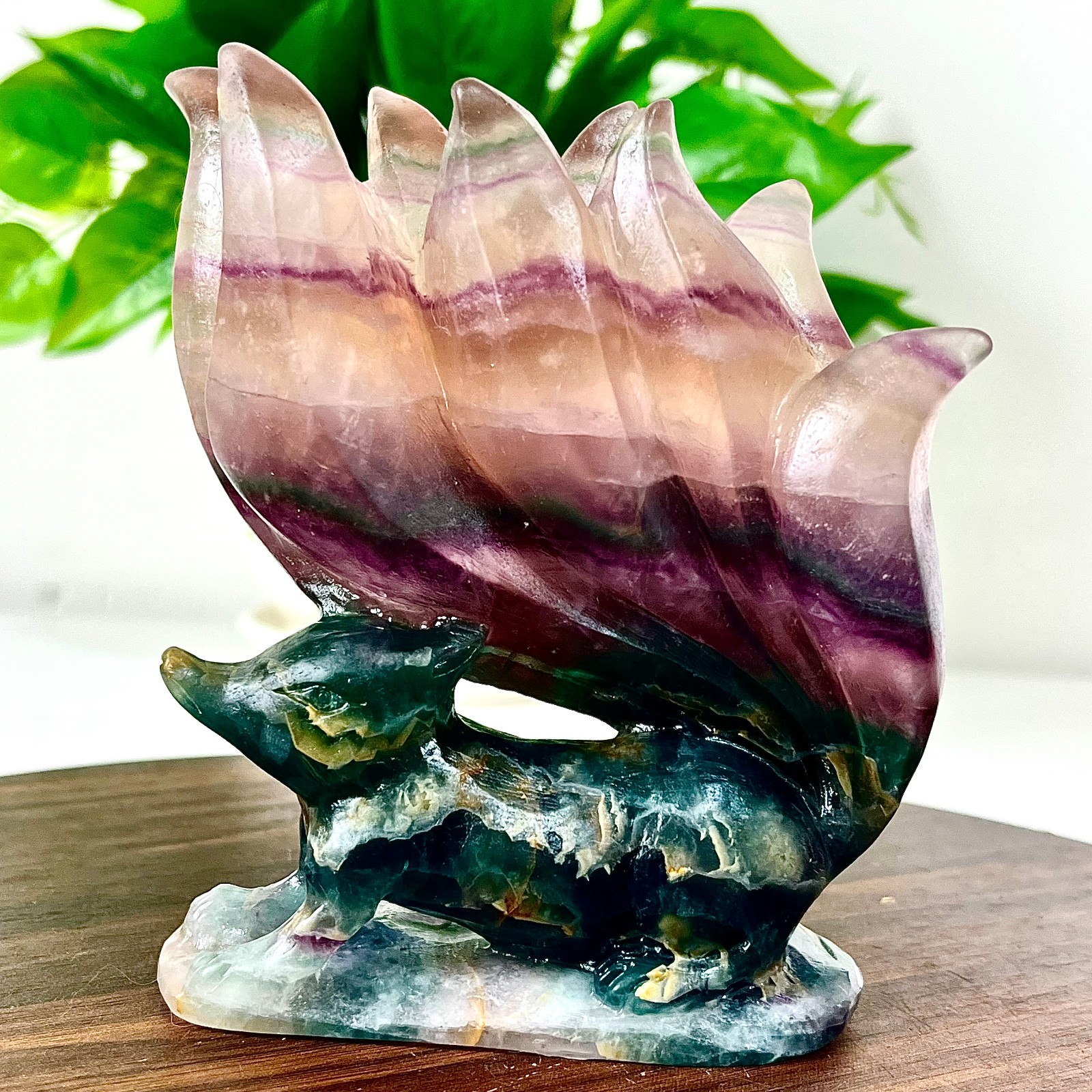 2.05LB Natural fluorite quartz products, hand carved and polished spiritual orna